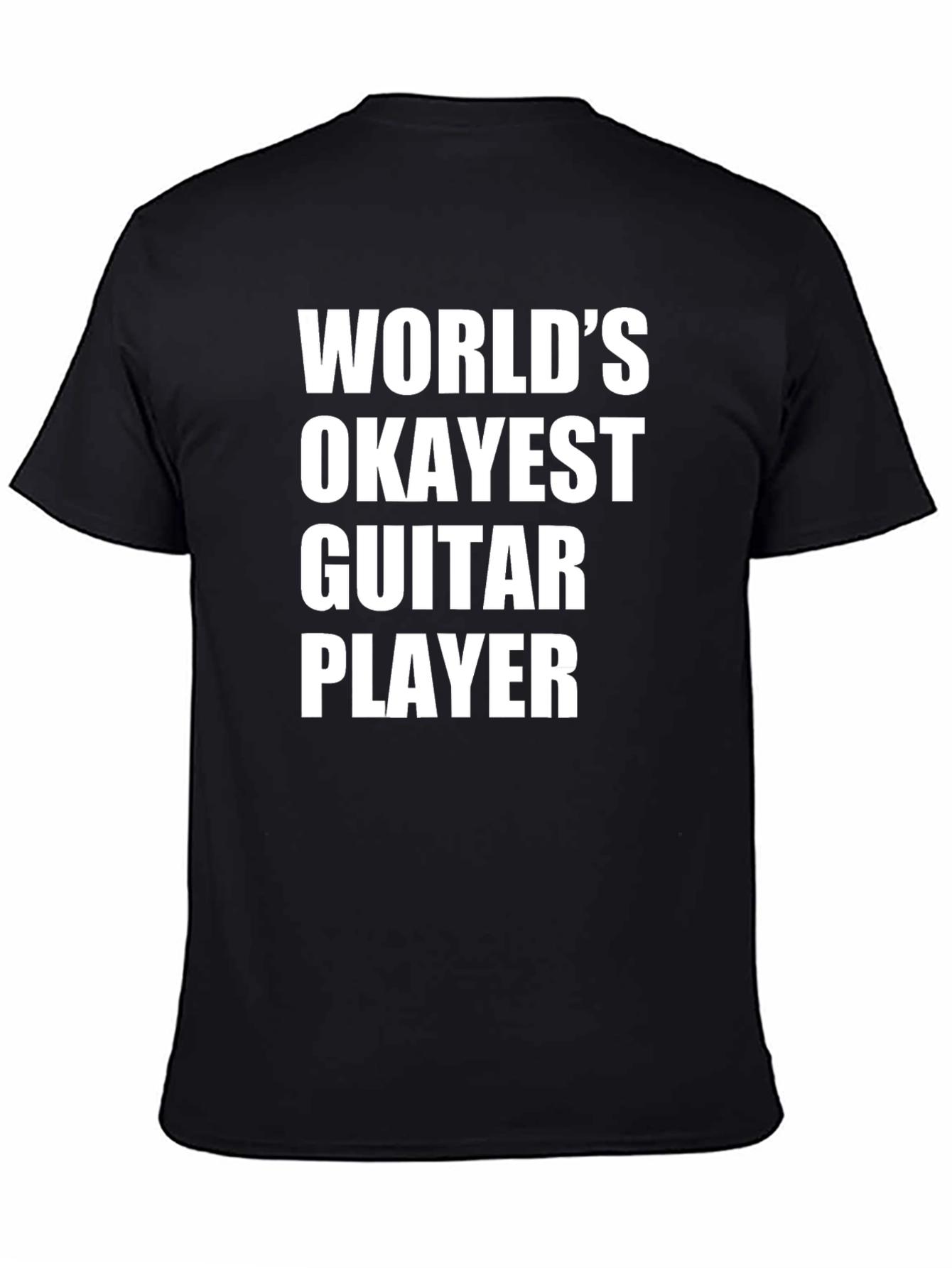 Black World's Okayest Guitar Player - Funny Black T-Shirt view 4