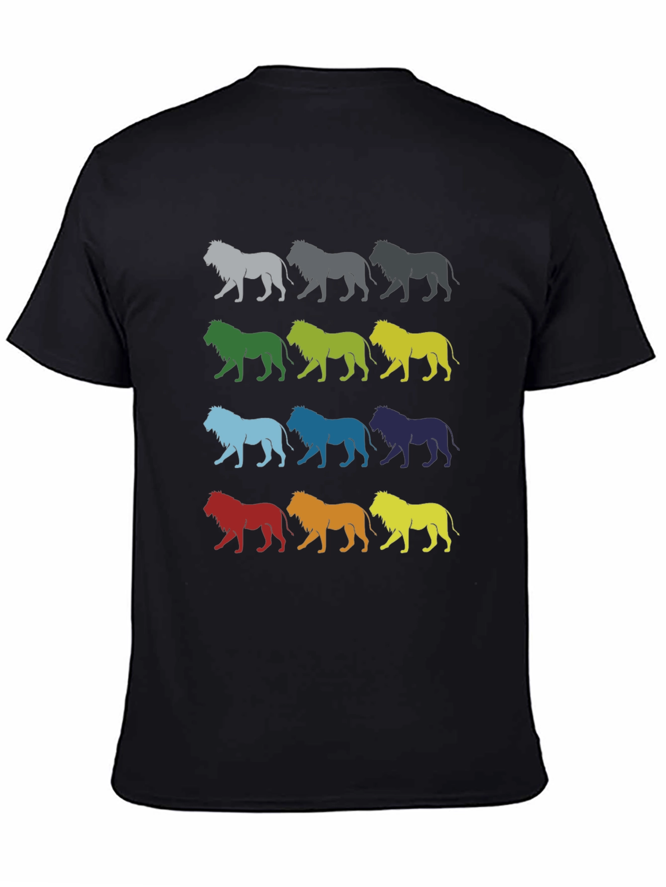 Black Colorful Lion Graphic Tee - Unique Design view 4