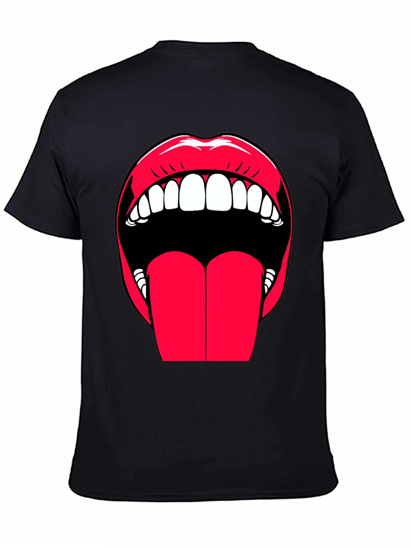 Black Bold Lips Graphic Tee - Expressive Black Cotton T-Shirt view 4