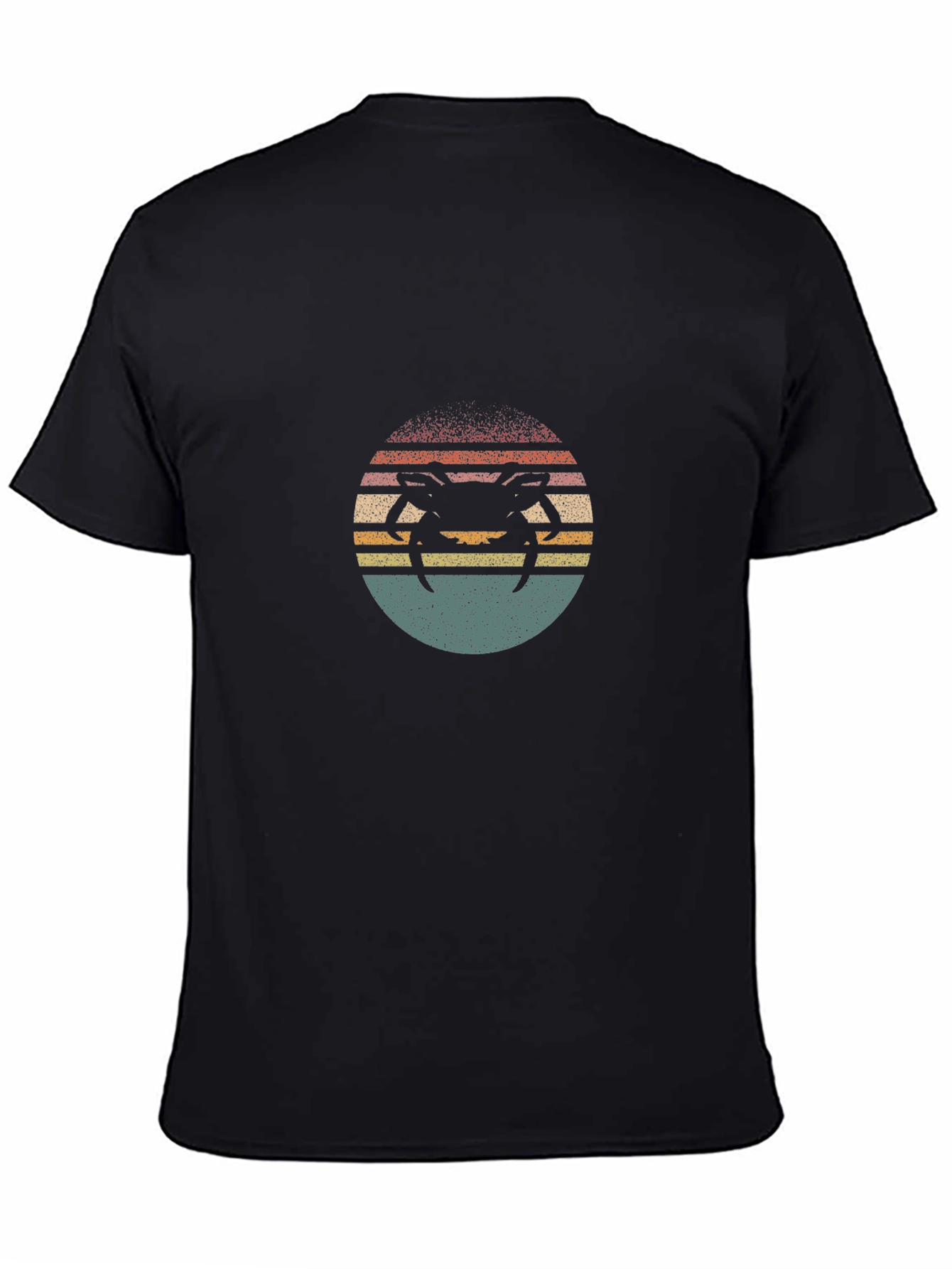 Black Retro Crab Graphic Tee - Black Cotton T-Shirt view 4