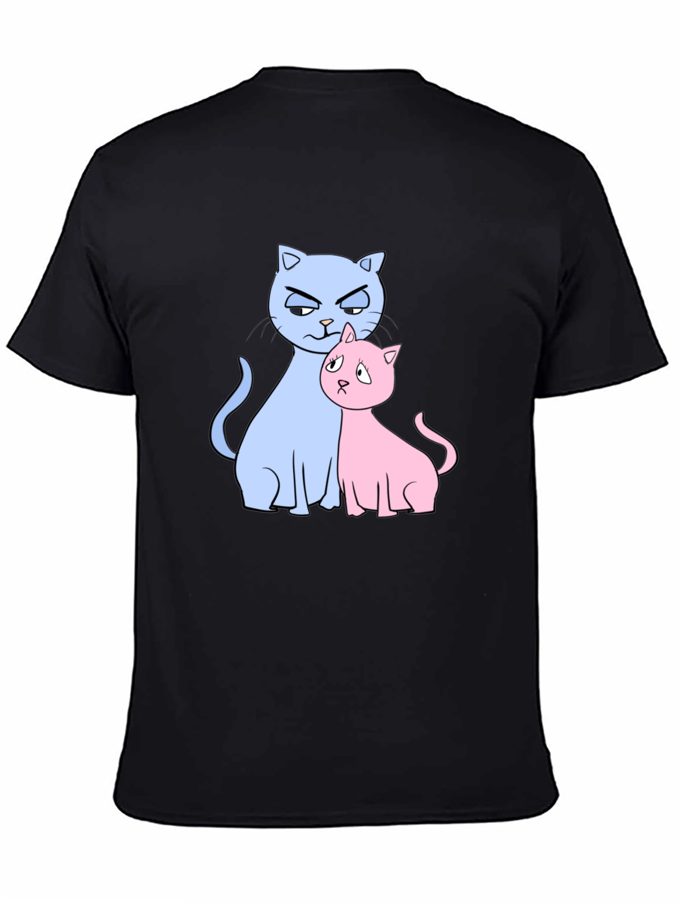 Black Cute Cats Graphic Print T-Shirt view 4