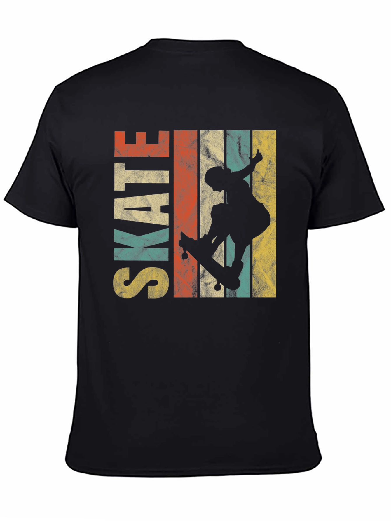 Black Retro Skate T-Shirt - Vintage Skateboarder Tee view 4