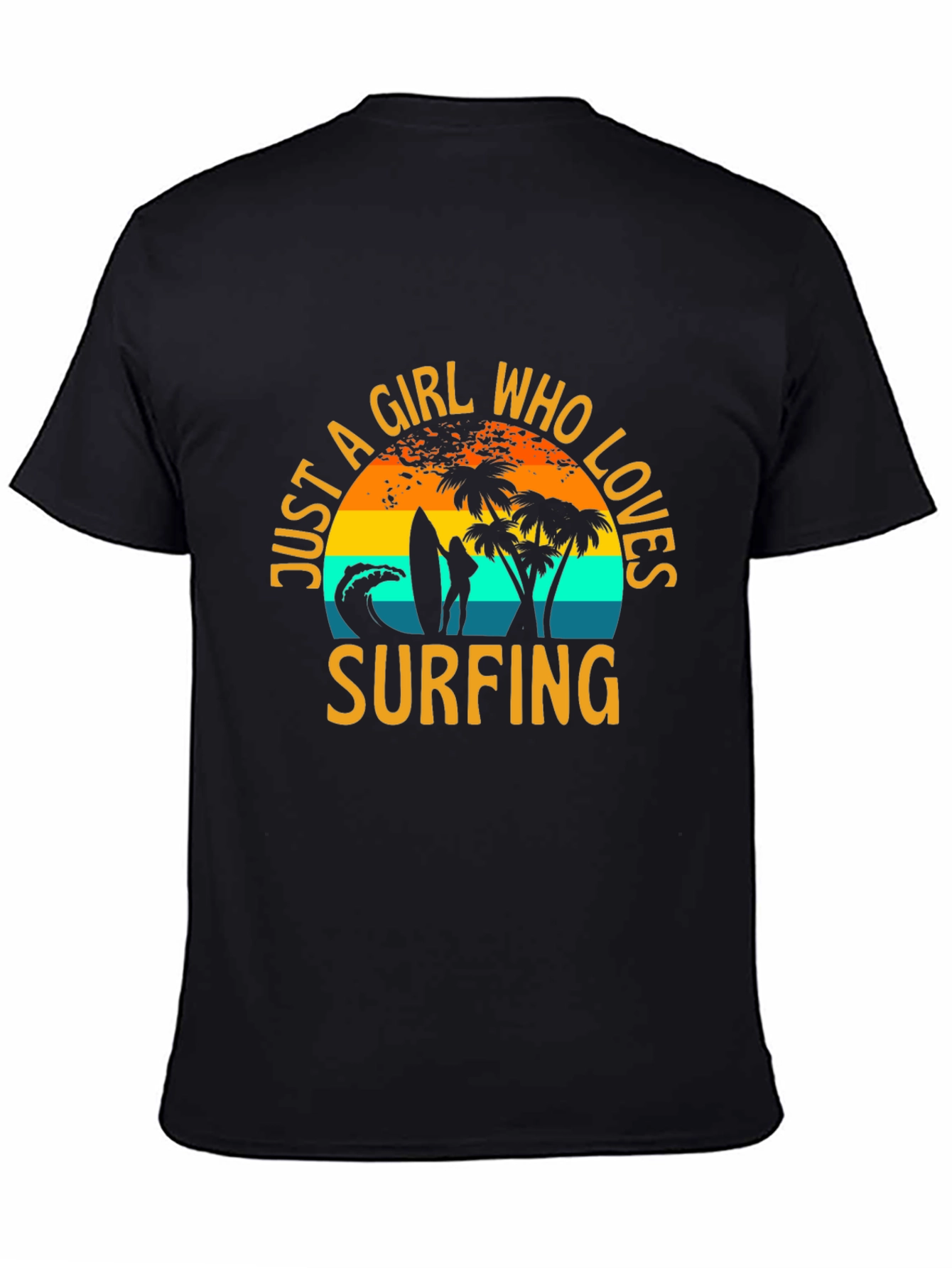 Black Just A Girl Who Loves Surfing T-Shirt view 4