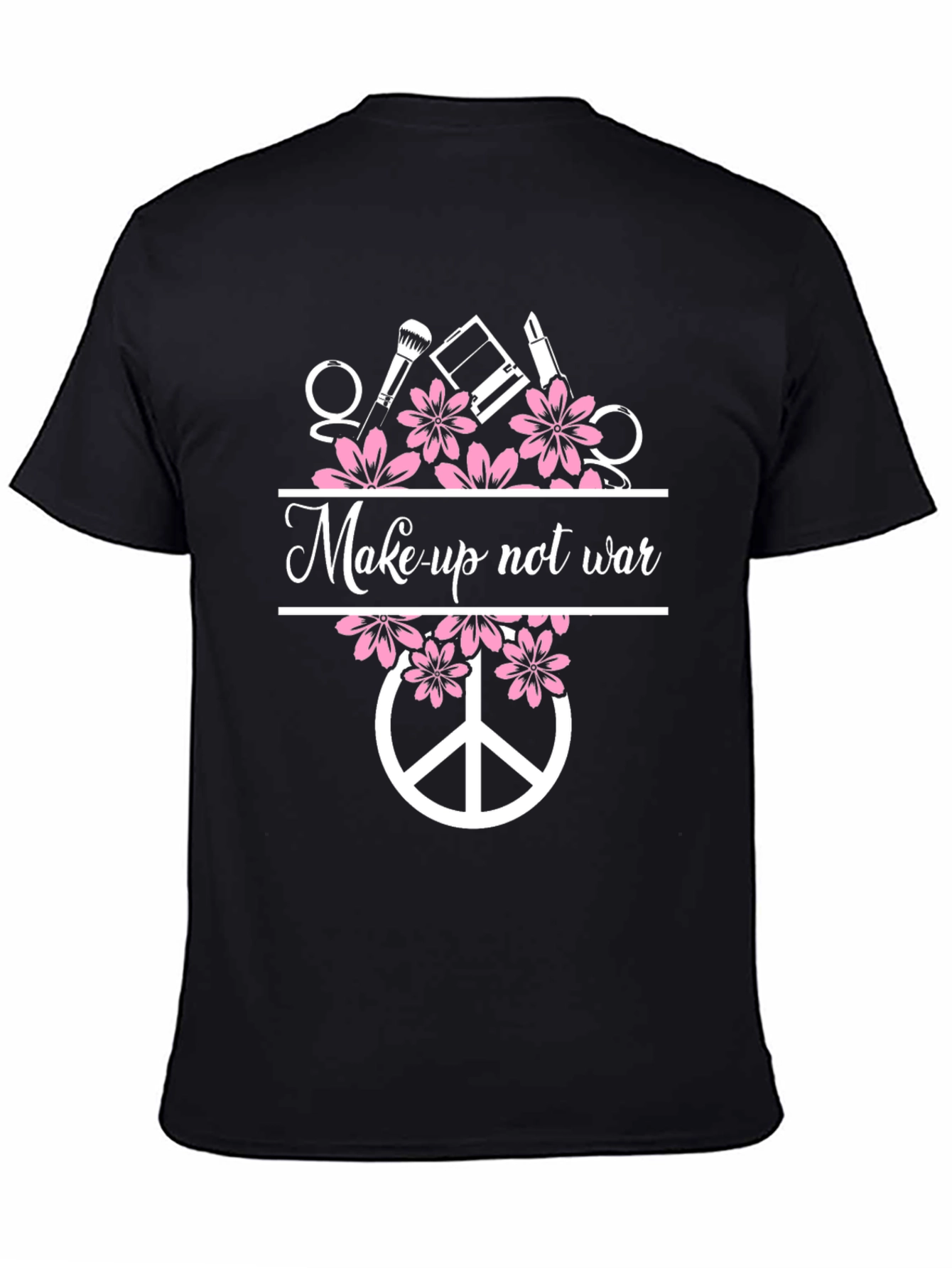 Black Makeup Not War Graphic Tee - Peace Symbol Shirt view 4