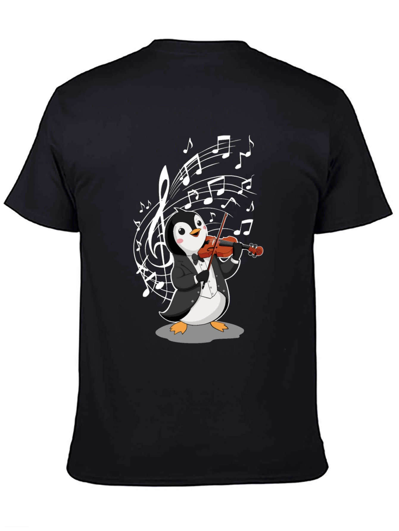 Black Penguin Violinist Graphic T-Shirt - Music Lover Tee view 4