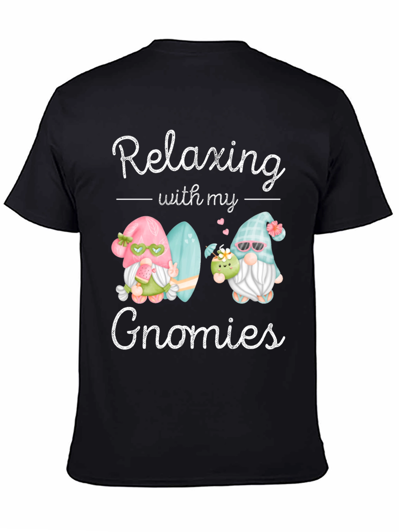 Black Relaxing With My Gnomies Graphic Tee view 4