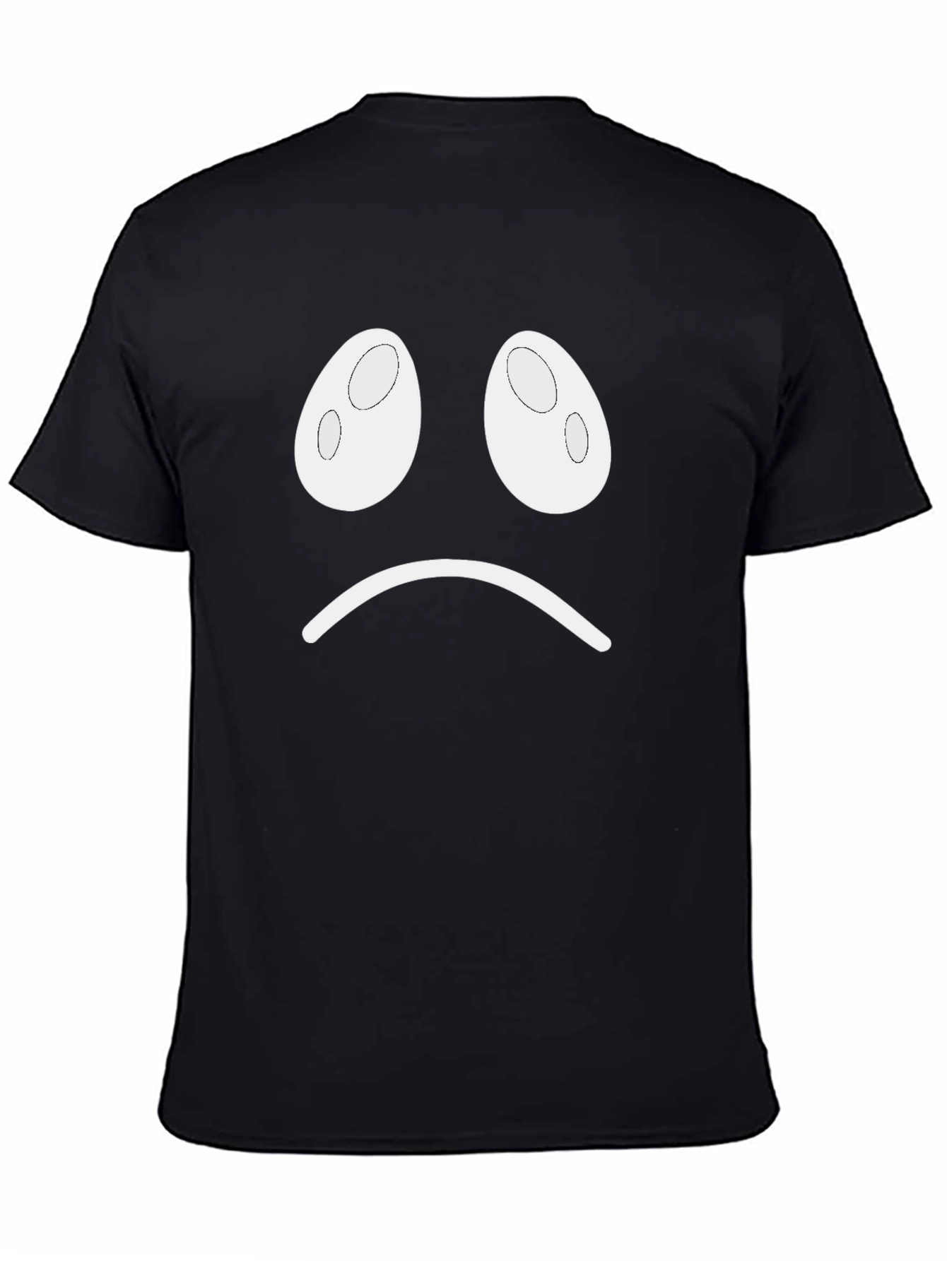 Black Sad Face Graphic T-Shirt - Black Casual Tee view 4