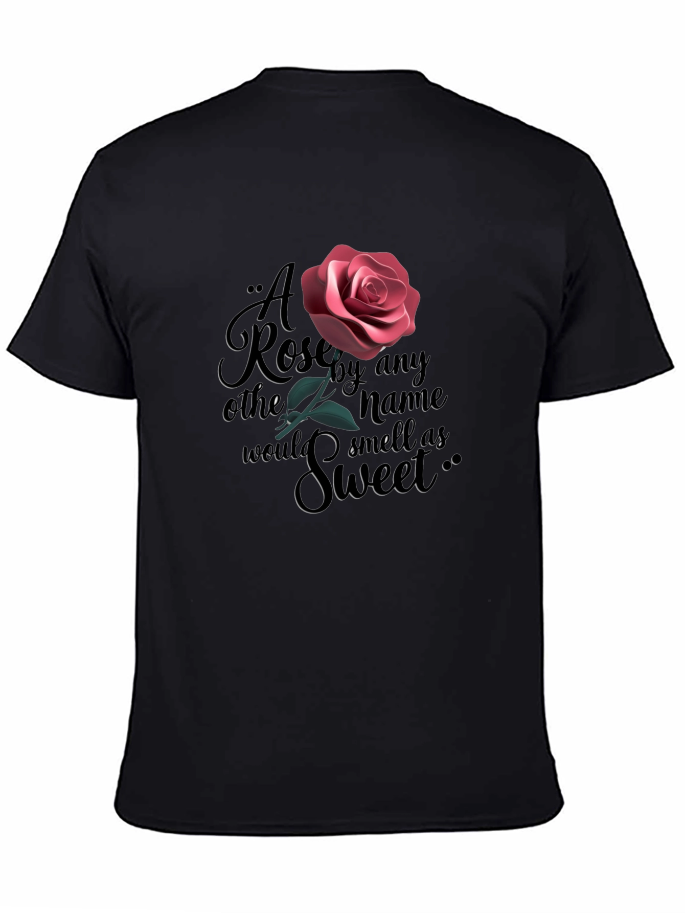 Black Rose Quote Graphic Black T-Shirt view 4