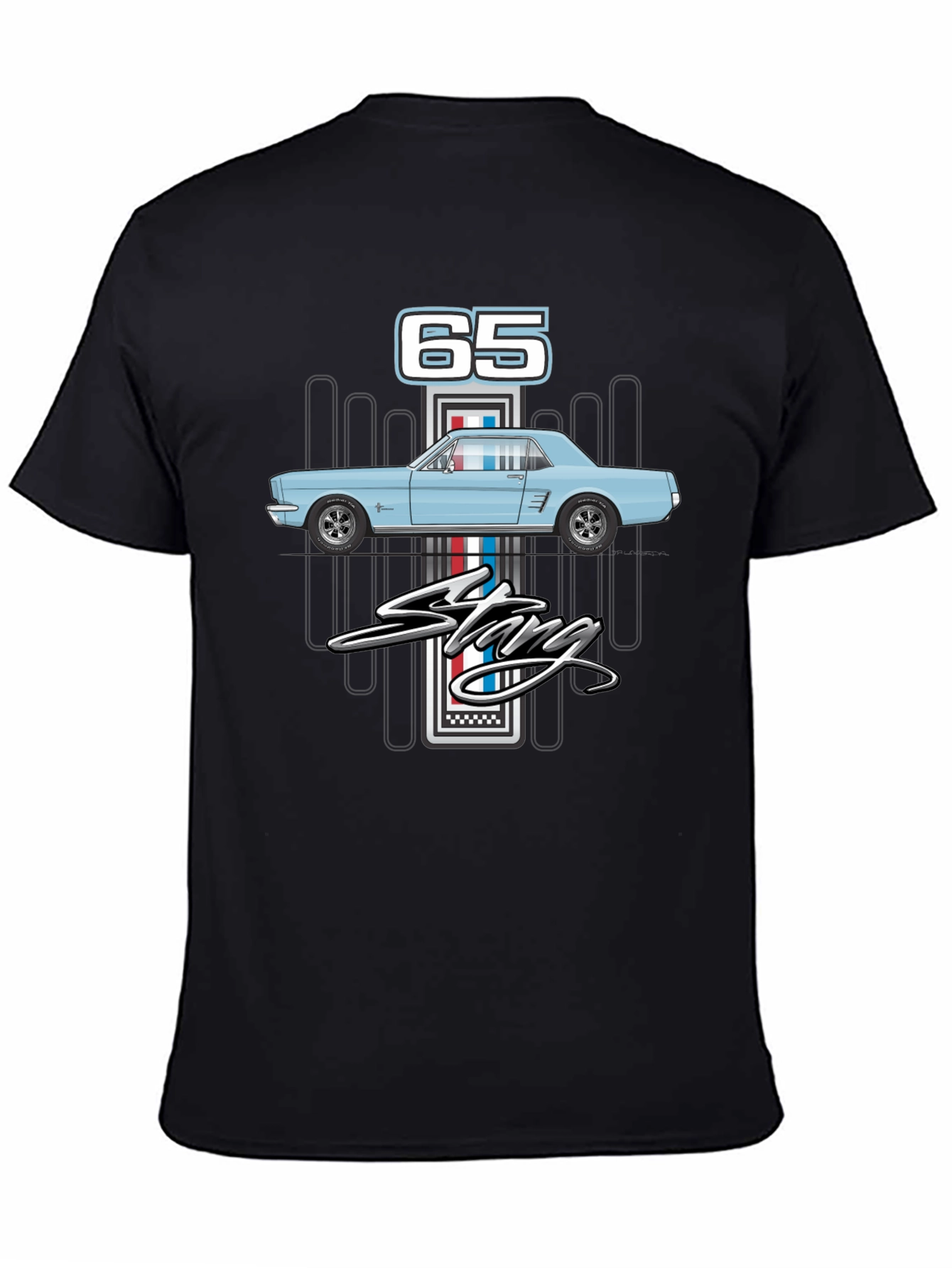 Black '65 Mustang Graphic T-Shirt - Classic Car Apparel view 4