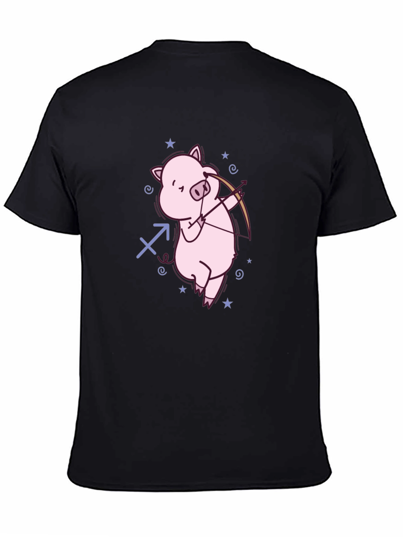 Black Sagittarius Pig Black T-Shirt view 4