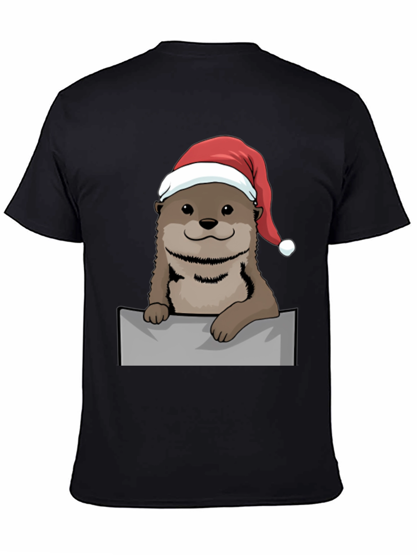 Black Festive Otter Graphic Tee - Holiday Edition view 4