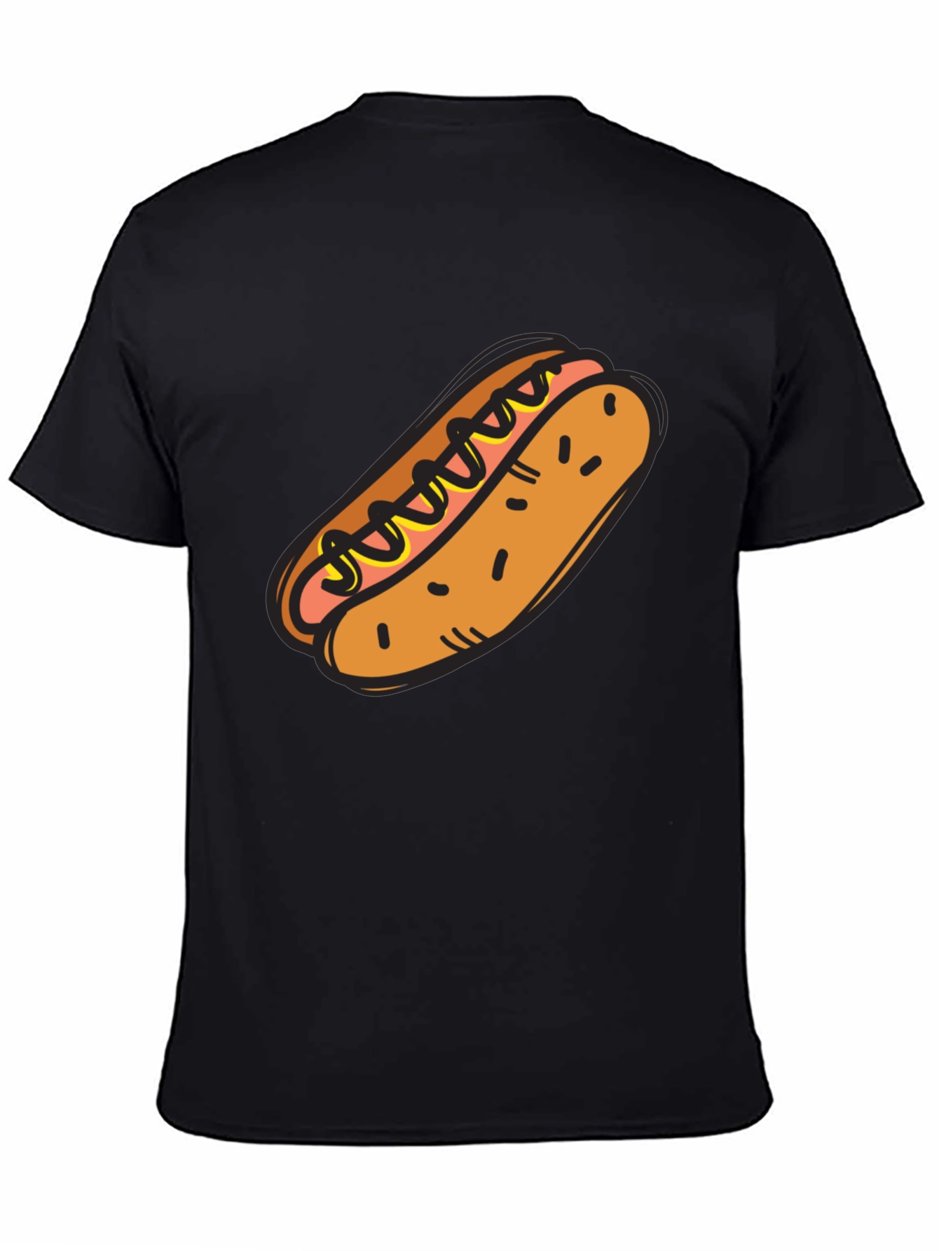 Black Hot Dog Graphic Tee - Novelty T-Shirt view 4