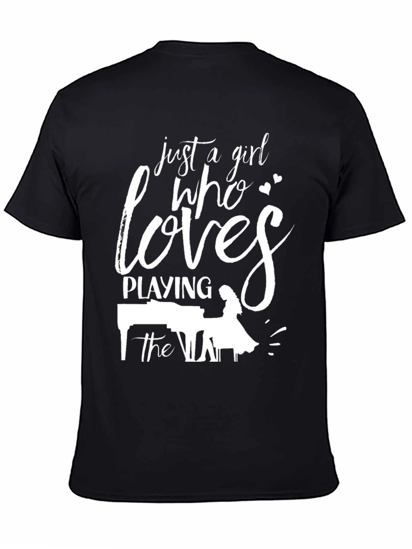 Black Just a Girl Who Loves Playing the Piano T-Shirt view 4