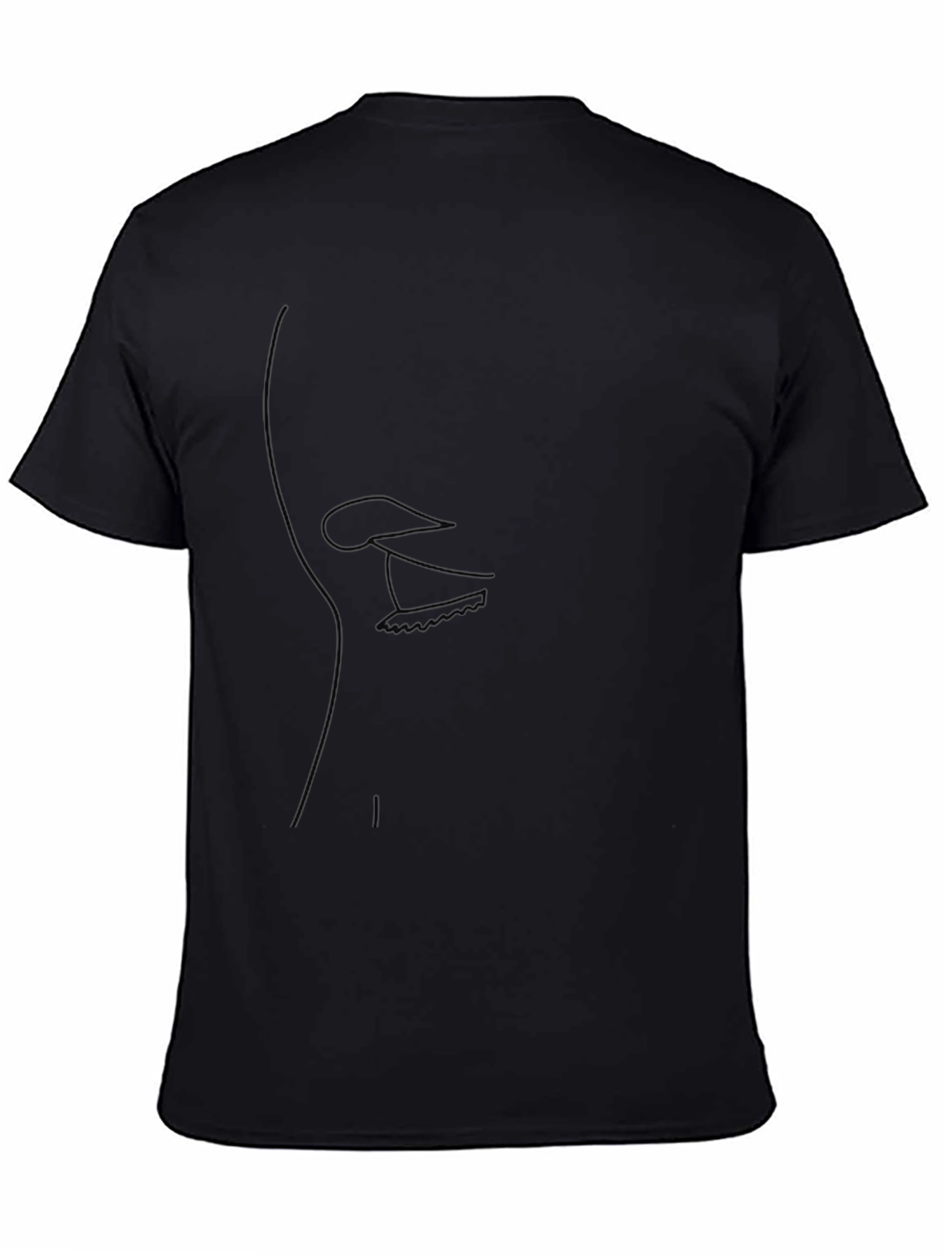 Black Minimalist Face Line Art Black T-Shirt view 4