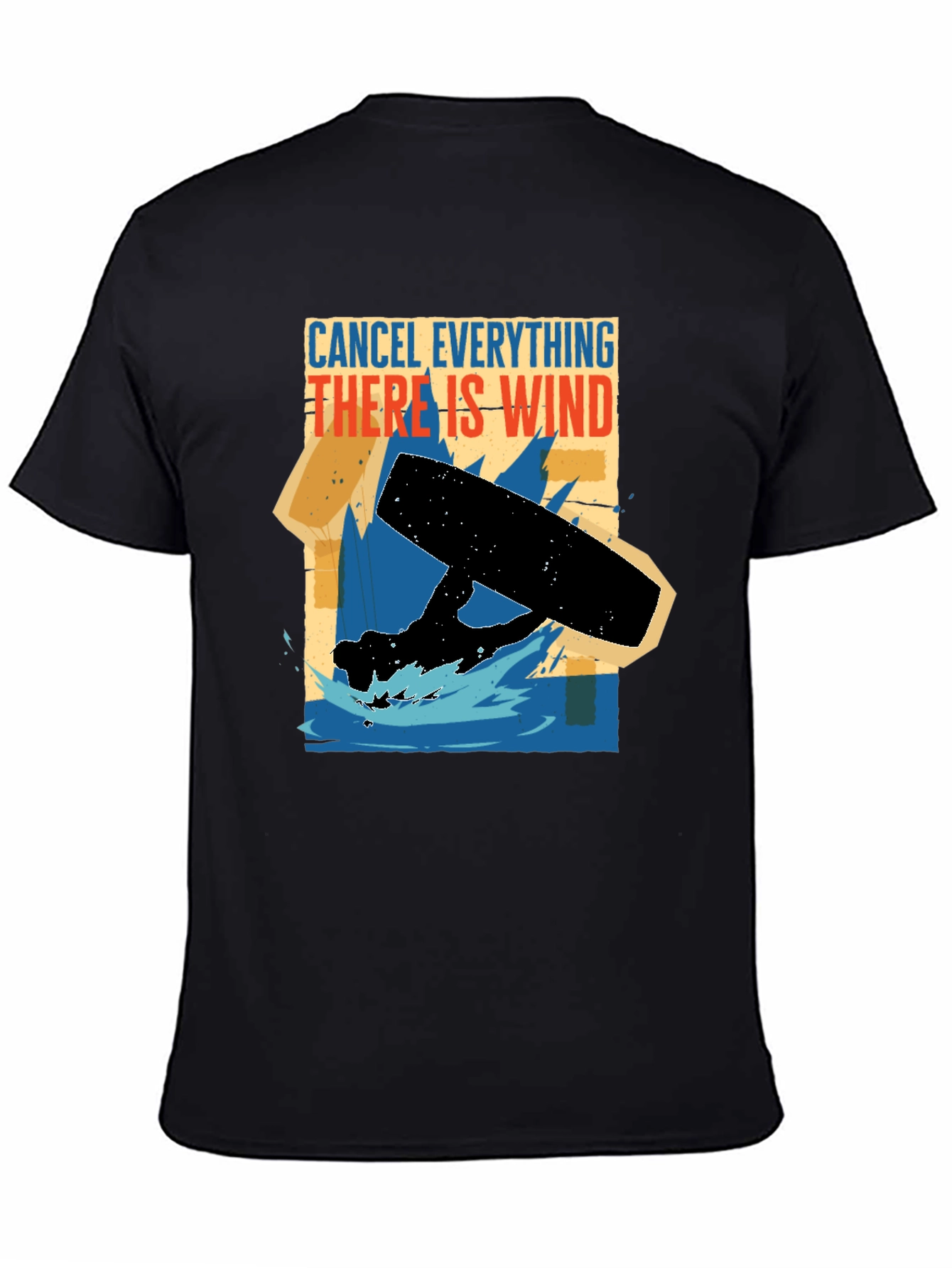 Black Cancel Everything Wind T-Shirt - Kitesurfing Apparel view 4