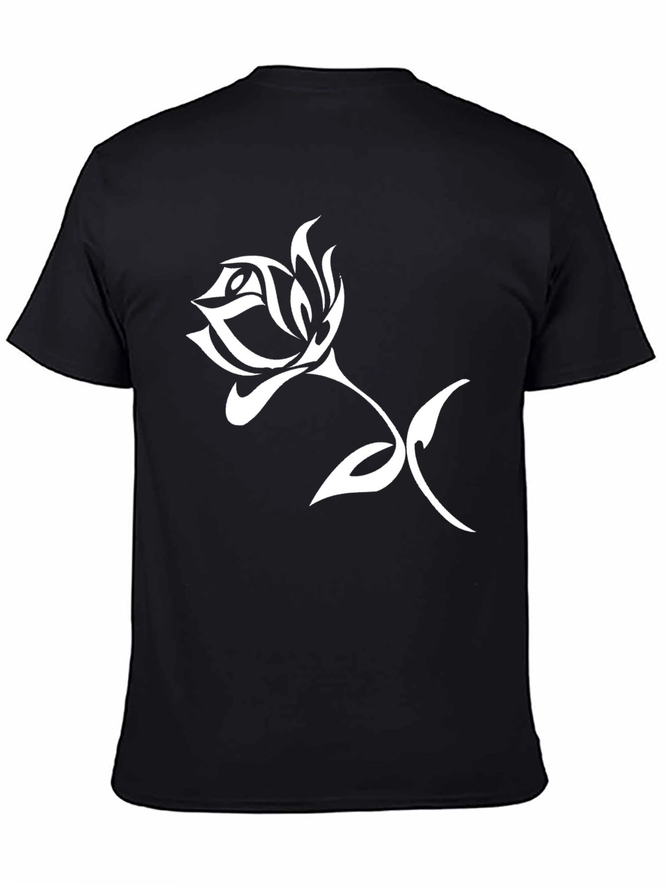 Black Tribal Rose Graphic Black T-Shirt view 4