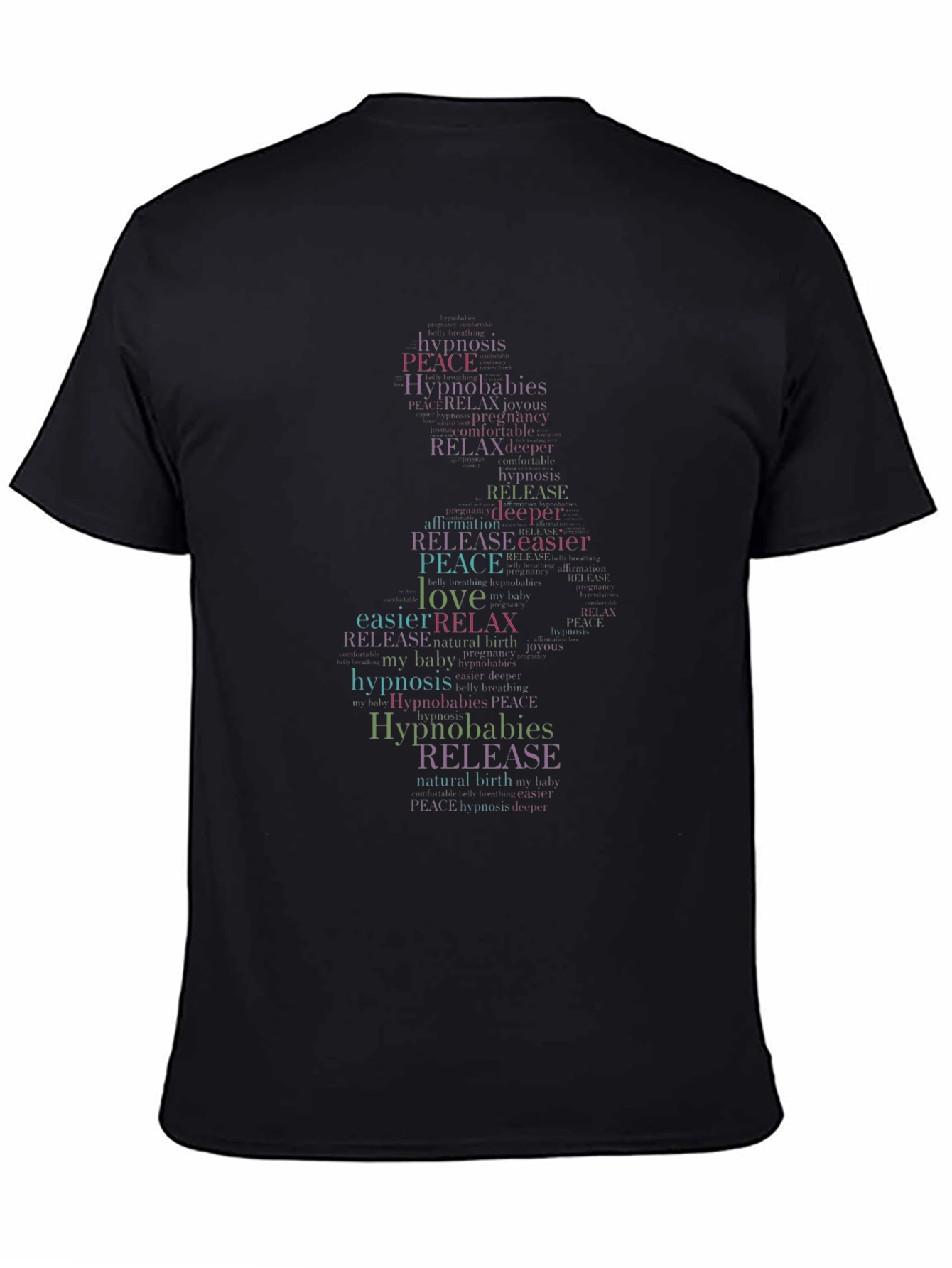 Black Hypnobabies Word Art Black T-Shirt view 4