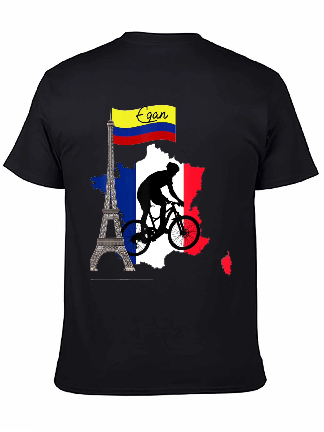 Black Egan France Cycling Tee - Tour de France Inspired Shirt view 4