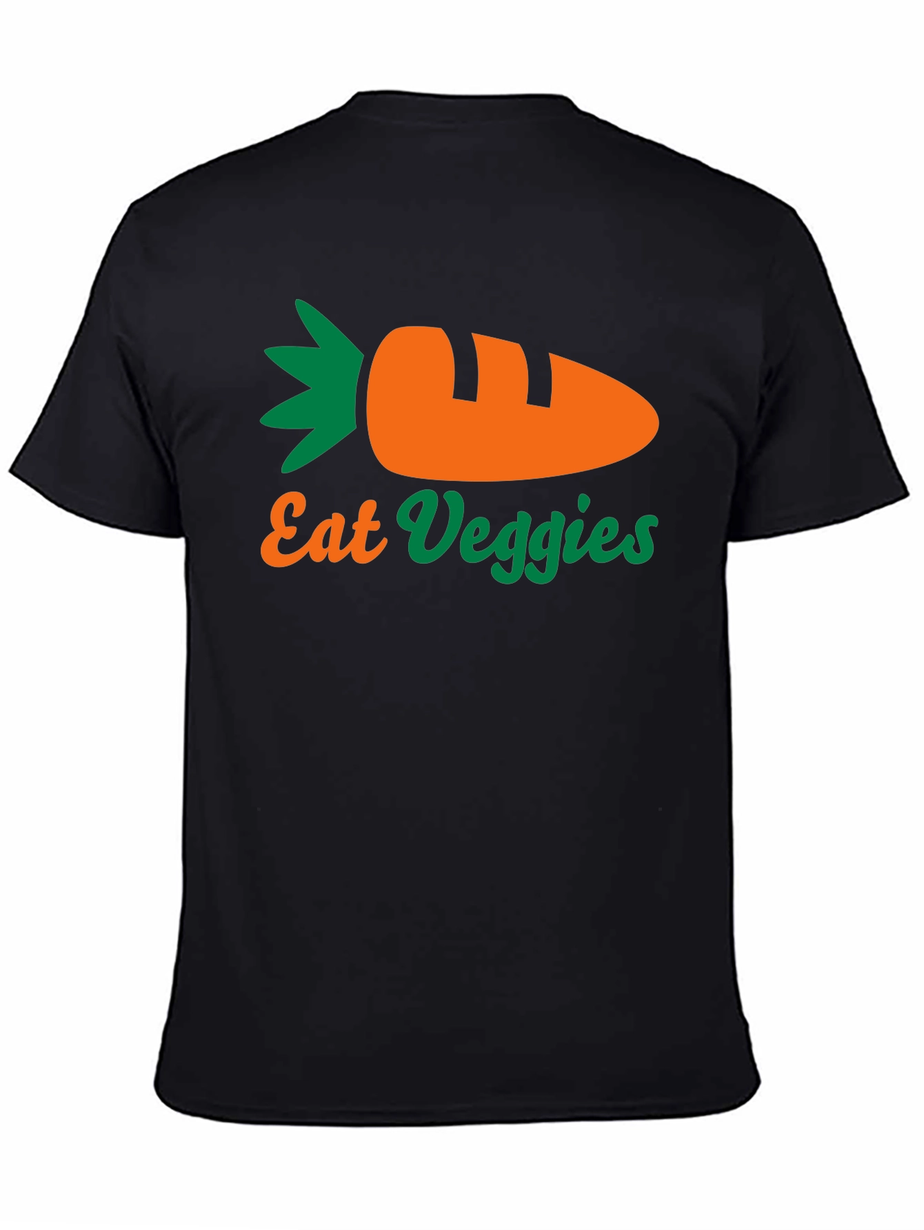 Eat Veggies T-Shirt - Black, Carrot Design - 4