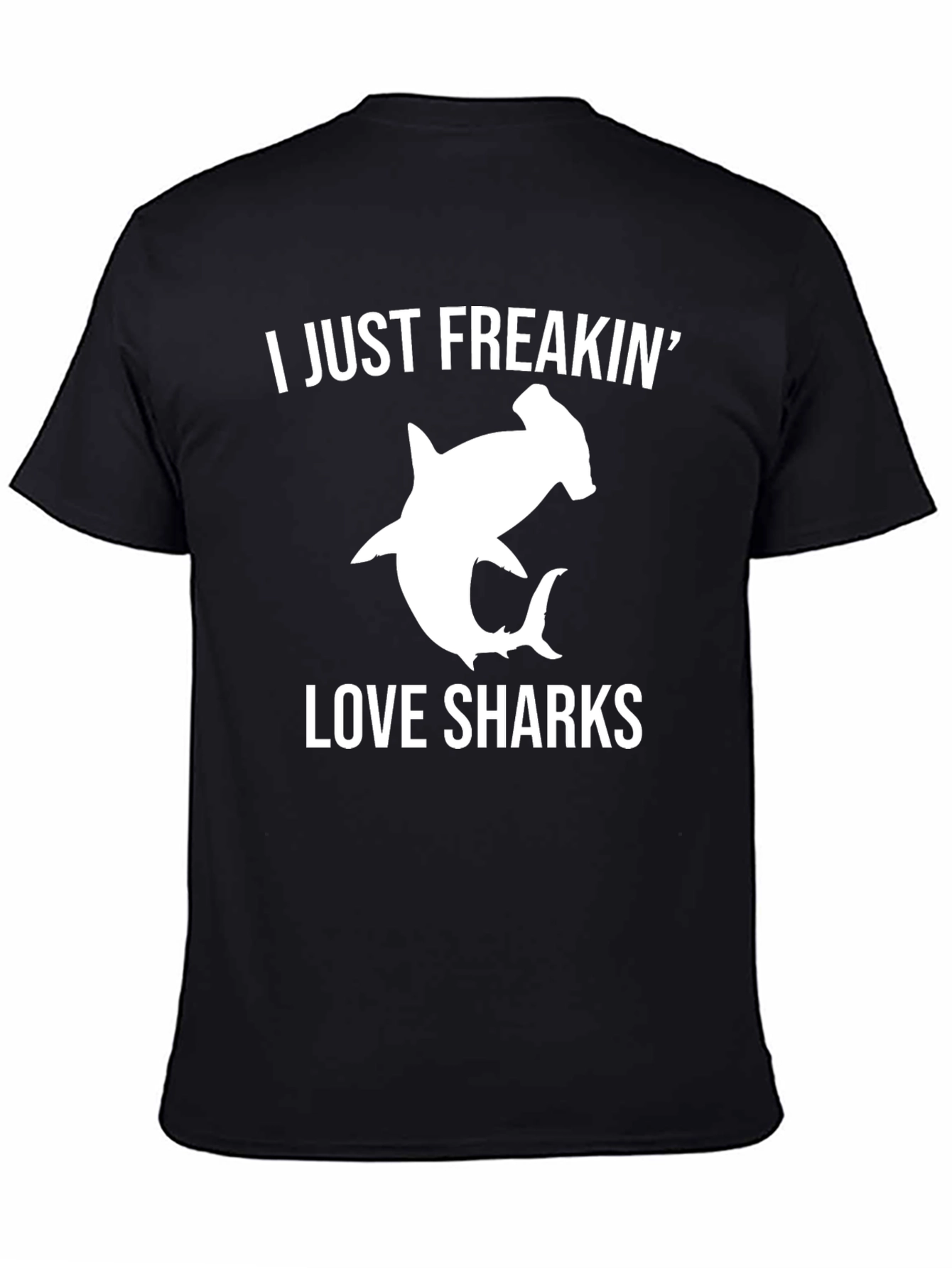 Black I Just Freakin' Love Sharks Graphic T-Shirt view 4