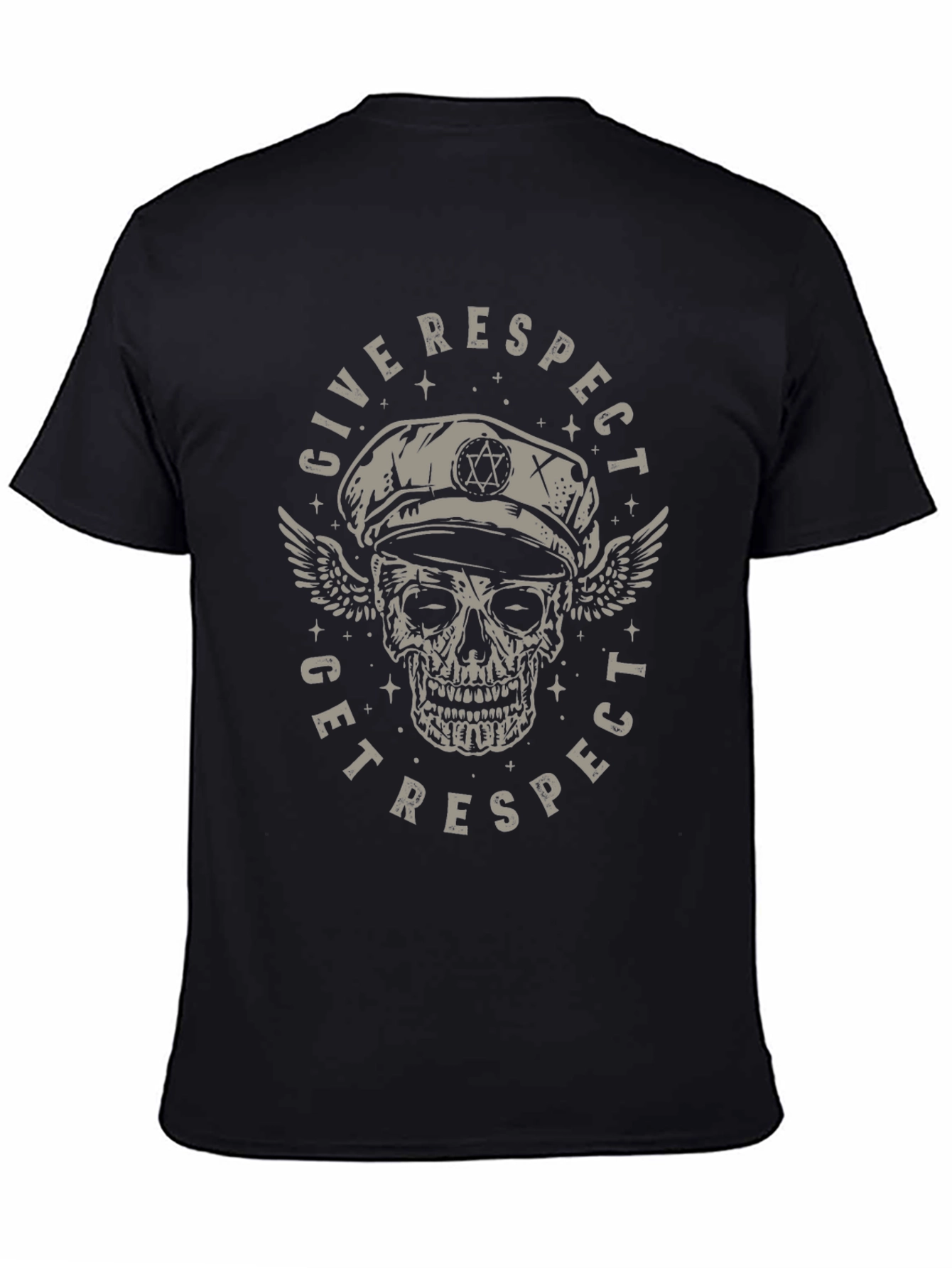 Black Give Respect Get Respect Skull Graphic Tee - Black view 4