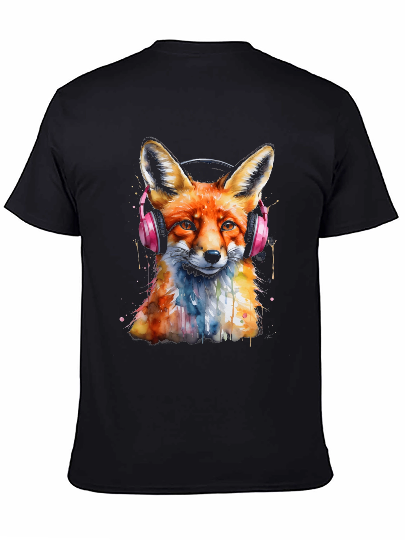 Black Fox Headphone Graphic Tee view 4