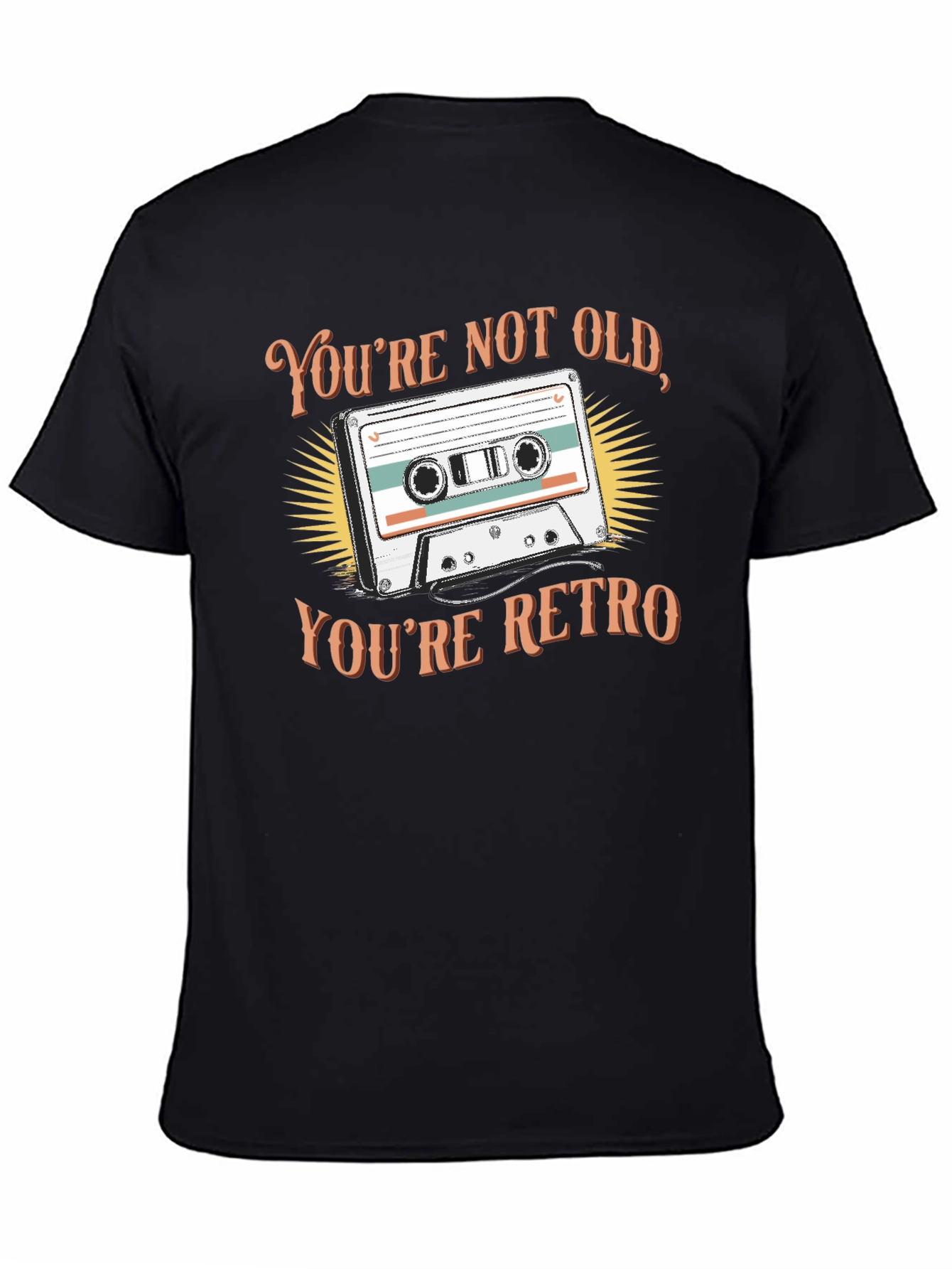Black Retro Cassette Tape Graphic T-Shirt view 4