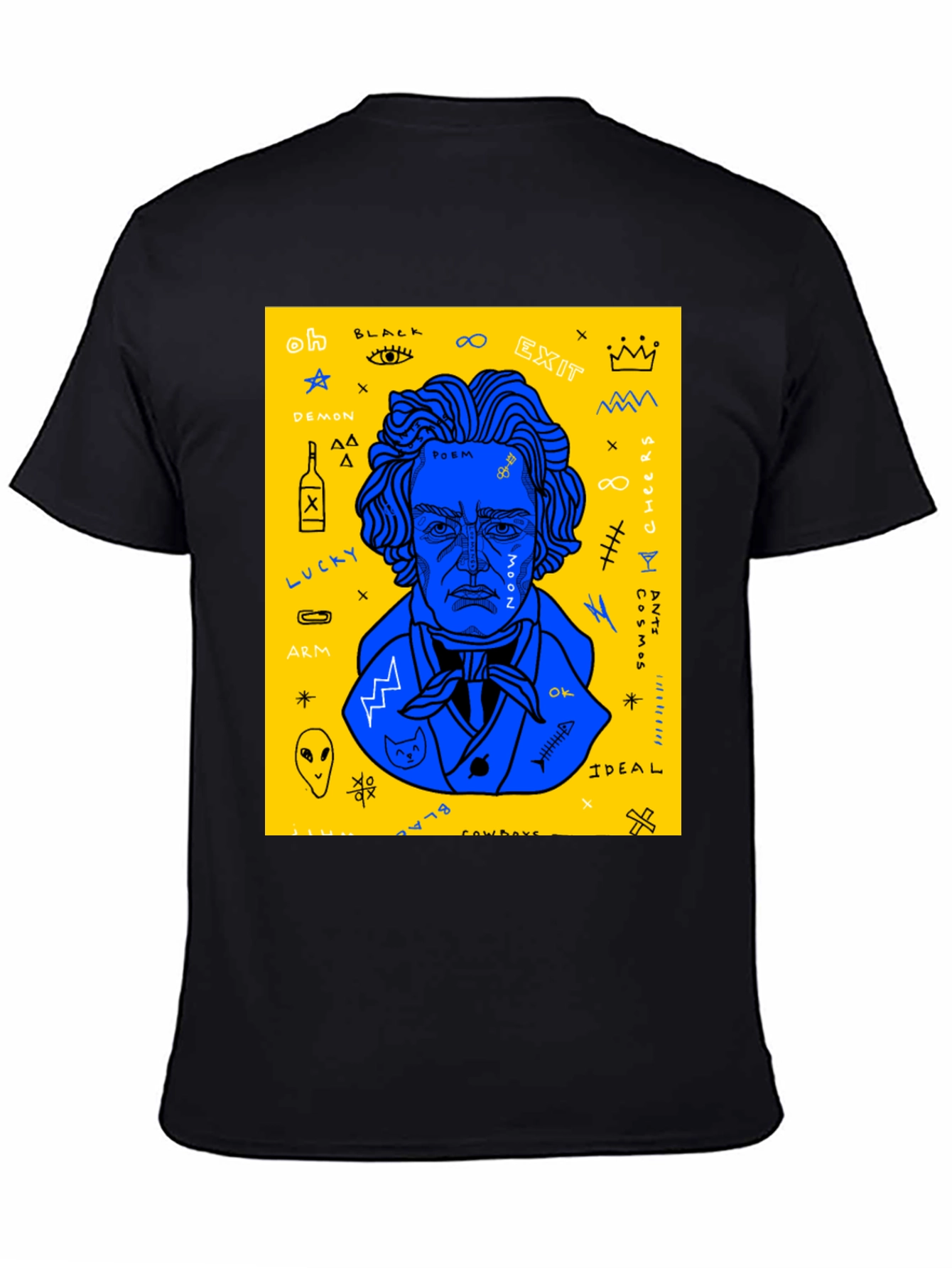 Black Abstract Art Graphic Print T-Shirt view 4