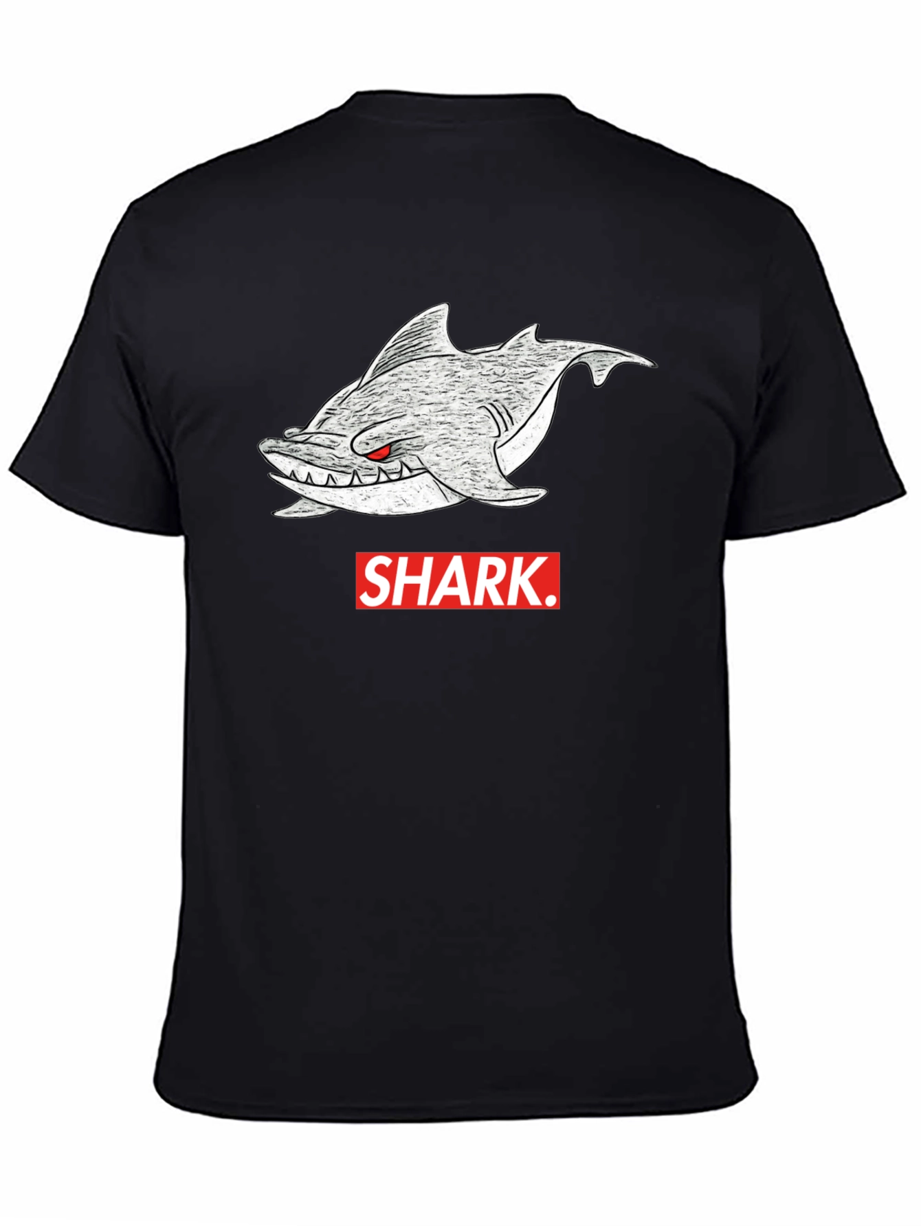 Black Shark Graphic Tee - Men's Black Cotton T-Shirt view 4