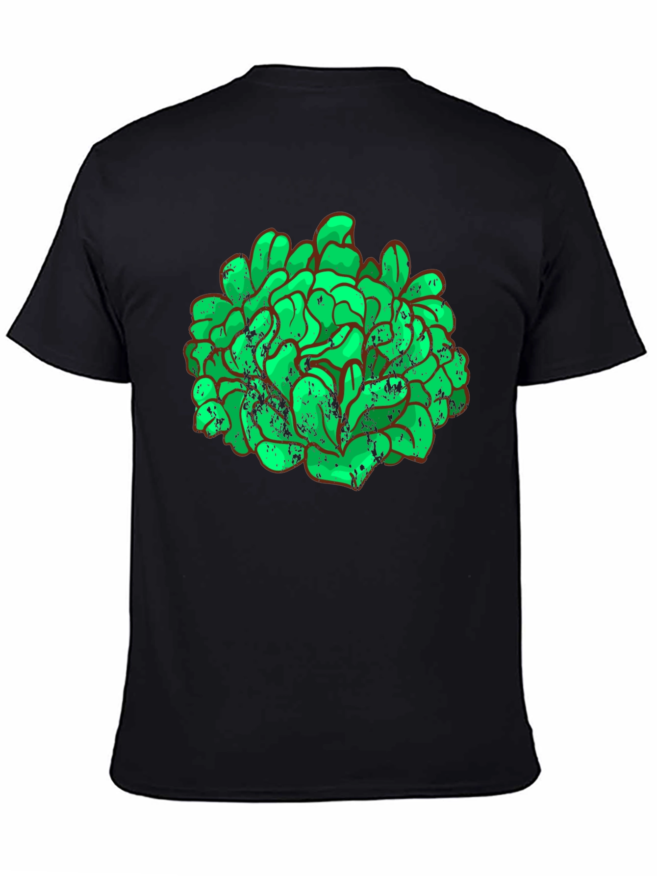Black Green Brain Graphic Black Tee view 4