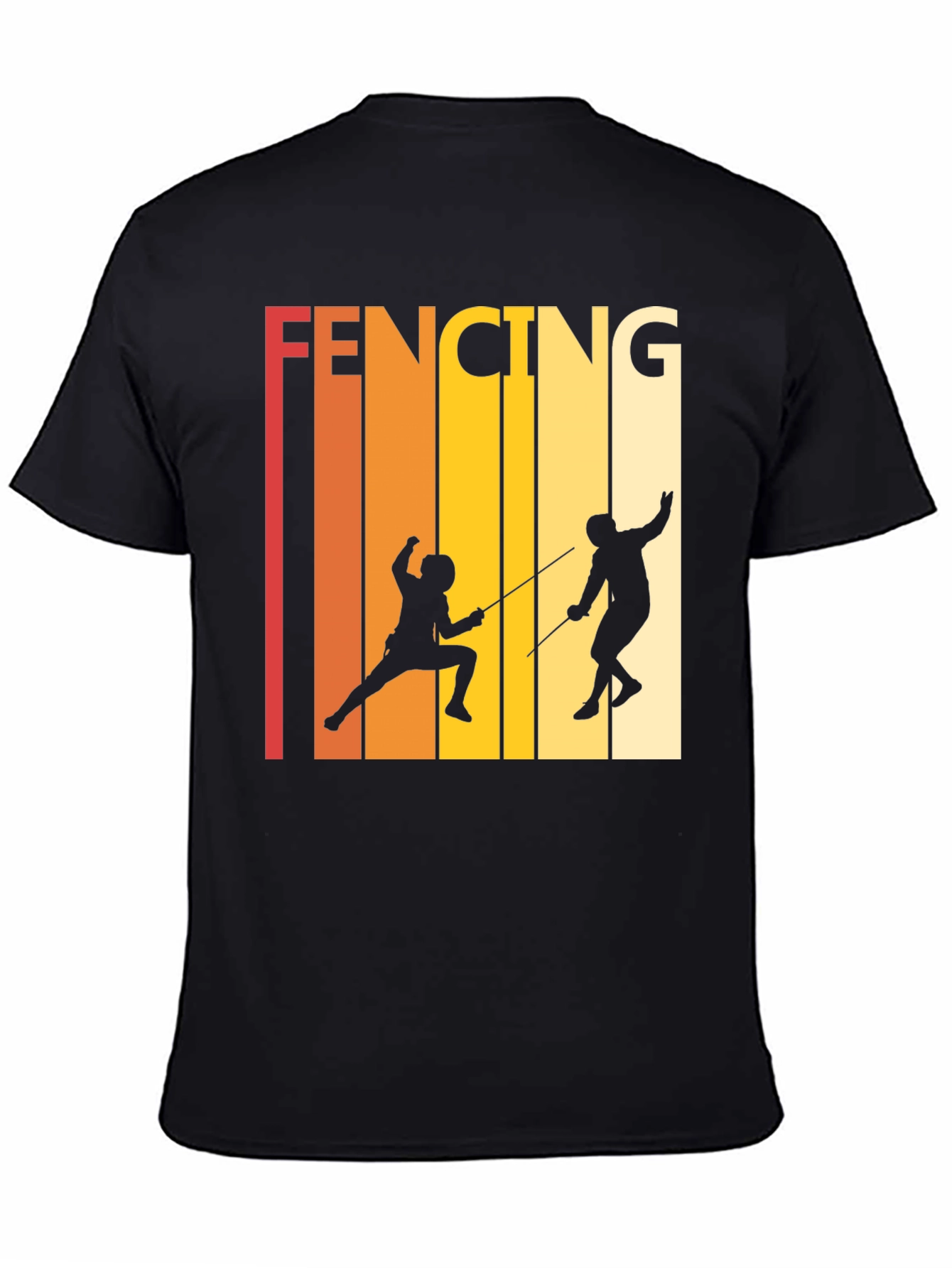 Black Retro Fencing T-Shirt - Black Cotton Tee view 4