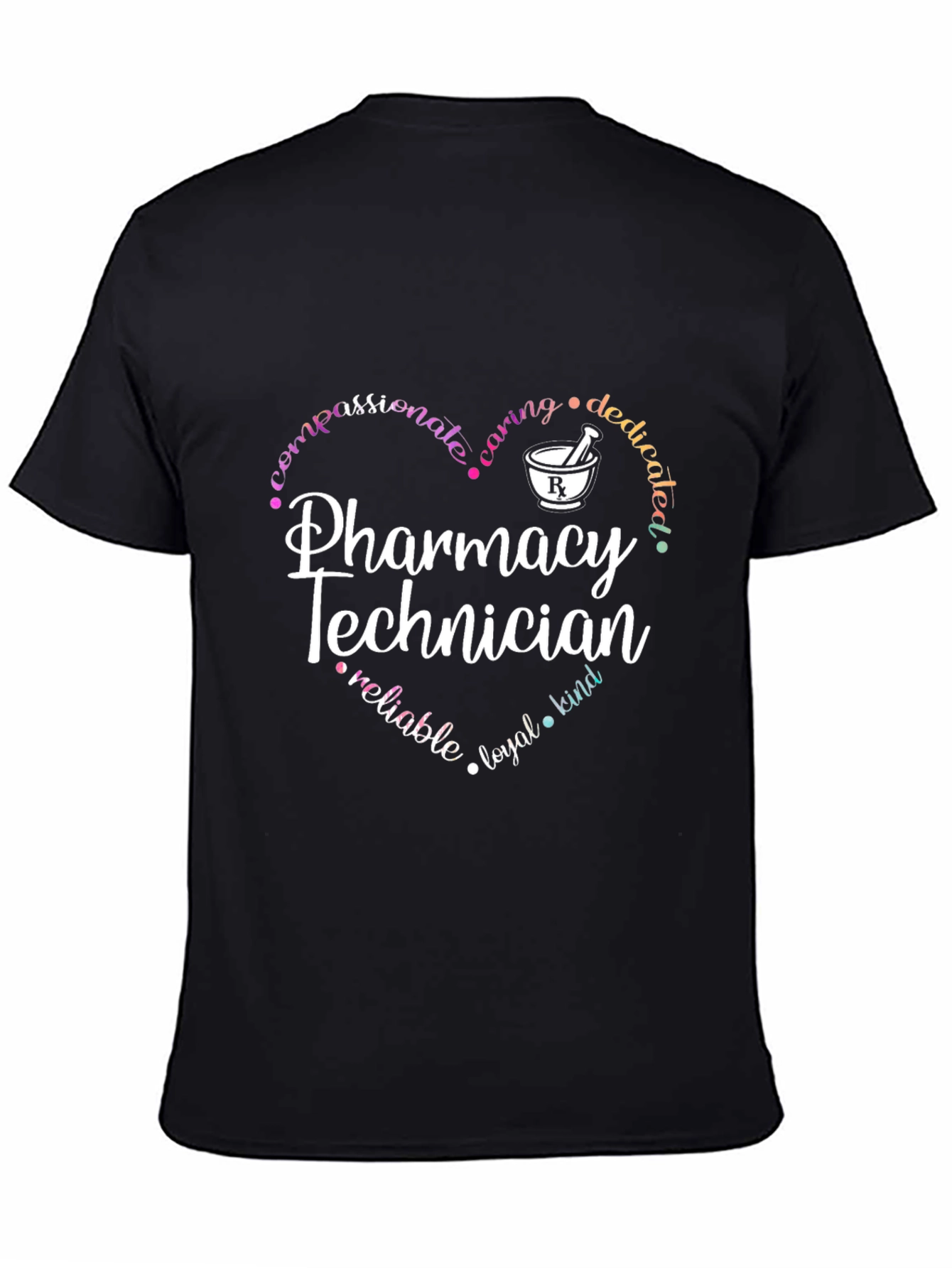 Black Pharmacy Technician Heart T-Shirt view 4