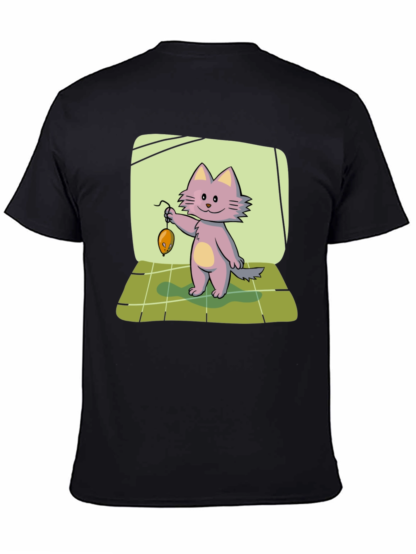 Black Cute Cat & Mouse Graphic T-Shirt view 4