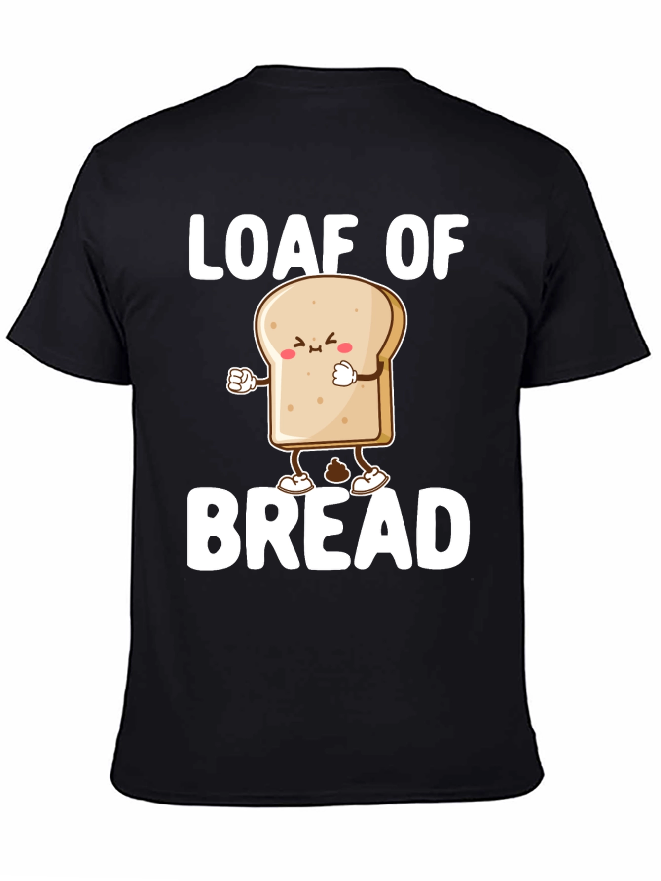 Black Loaf of Bread Graphic Tee - Funny Cartoon Food Shirt view 4
