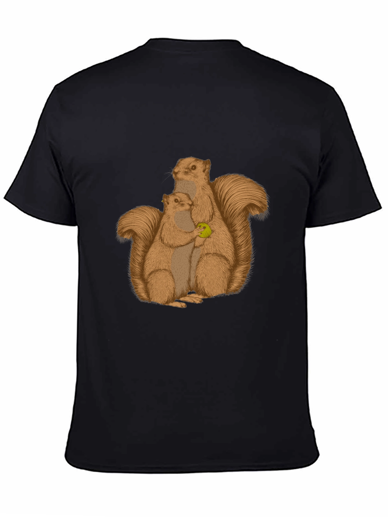 Black Squirrel Family Graphic Tee - Black Cotton Blend view 4