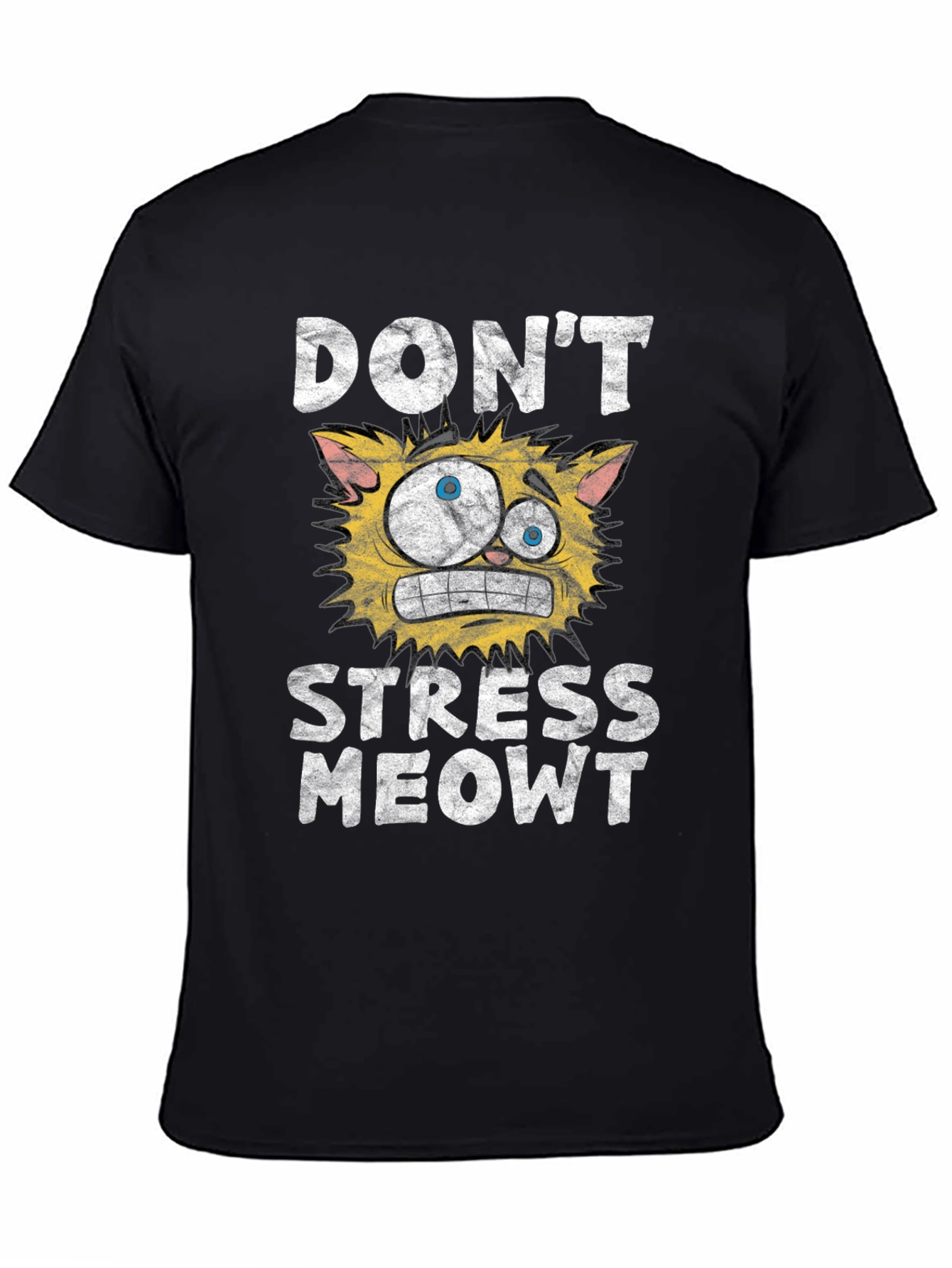 Black Don't Stress Meowt Cat Graphic T-Shirt view 4