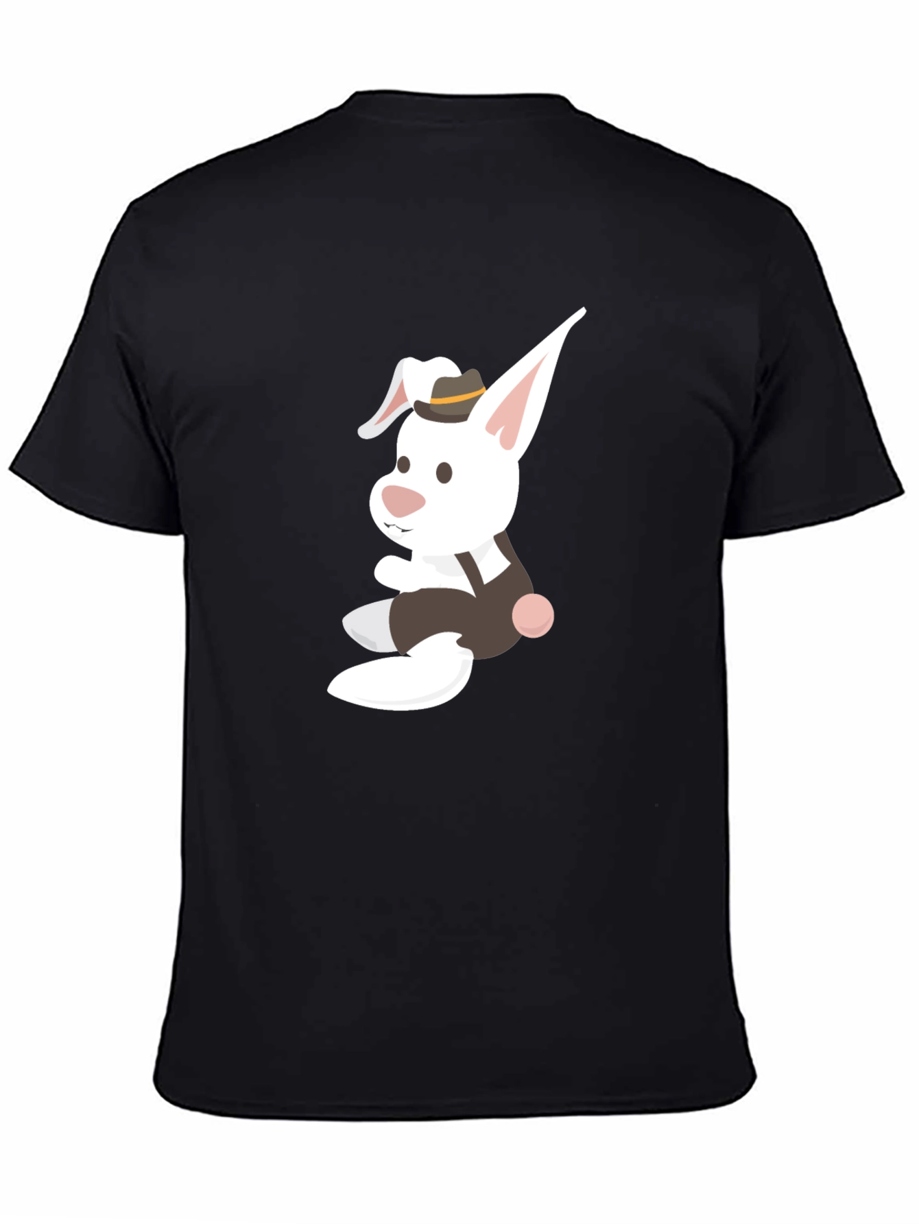 Black Whimsical Bunny Graphic Tee - Black Casual Shirt view 4