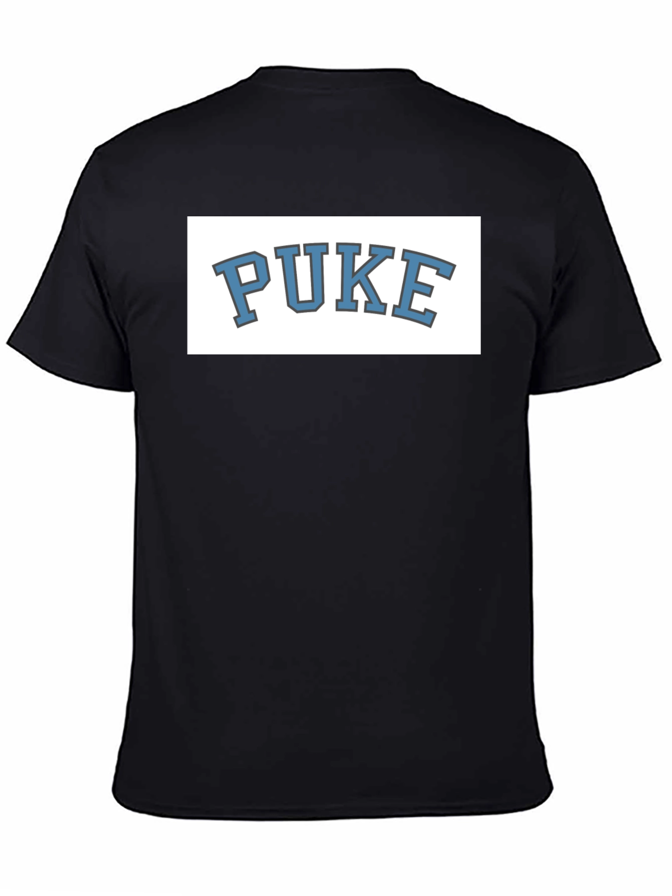 Black PUKE Graphic Tee - Novelty College Style T-Shirt view 4