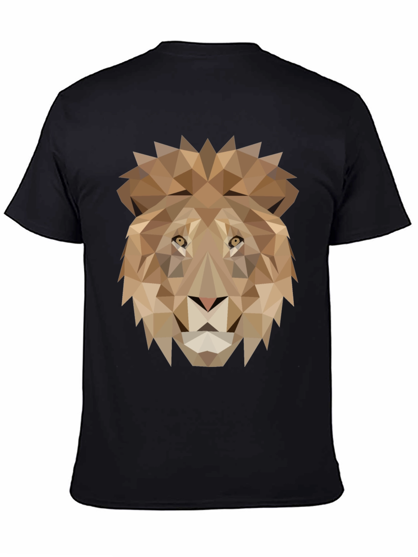 Black Geometric Lion Graphic Tee - Black view 4