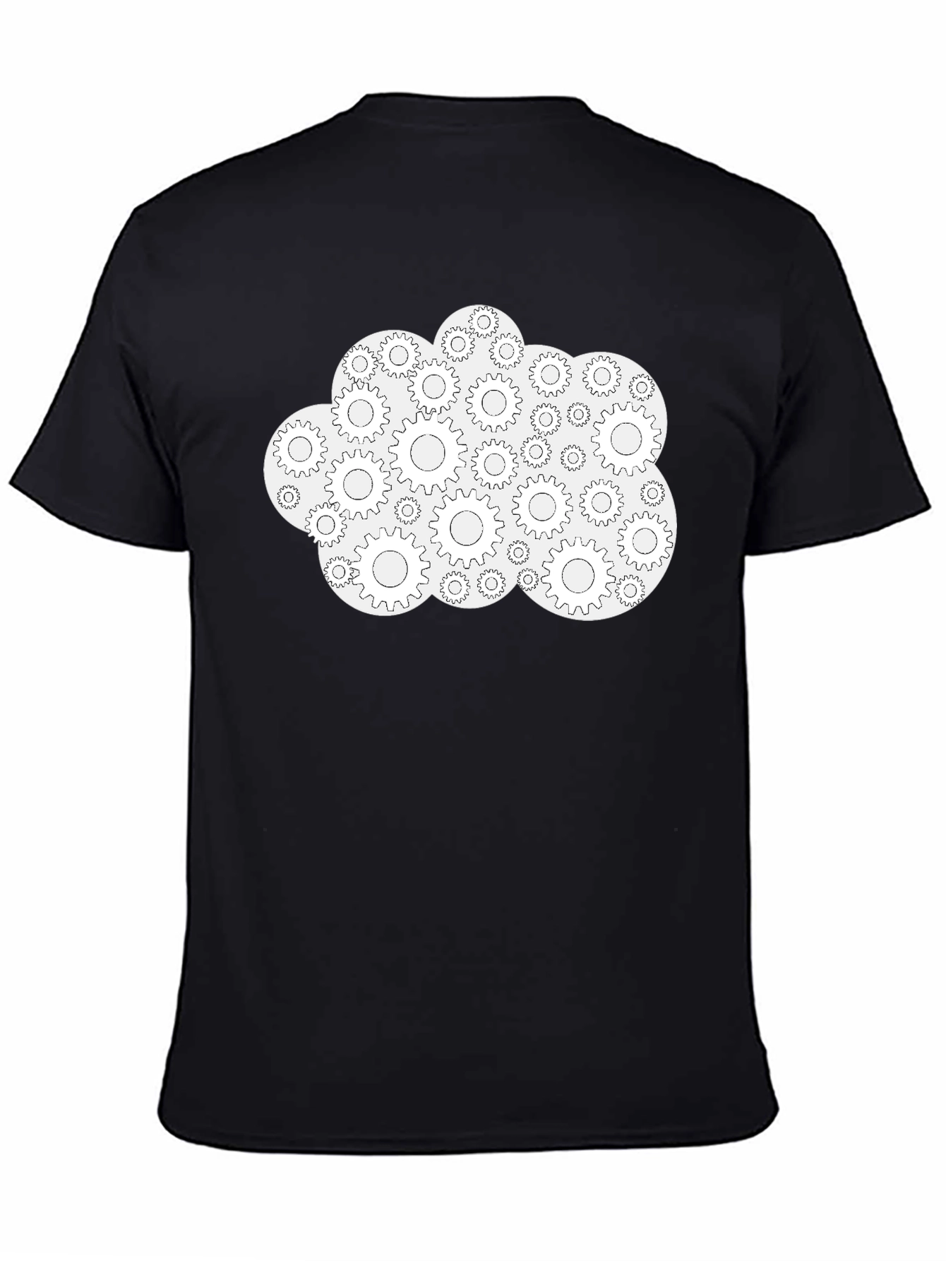 Black Gear Cloud Graphic Tee - Stylish Black Cotton T-Shirt view 4