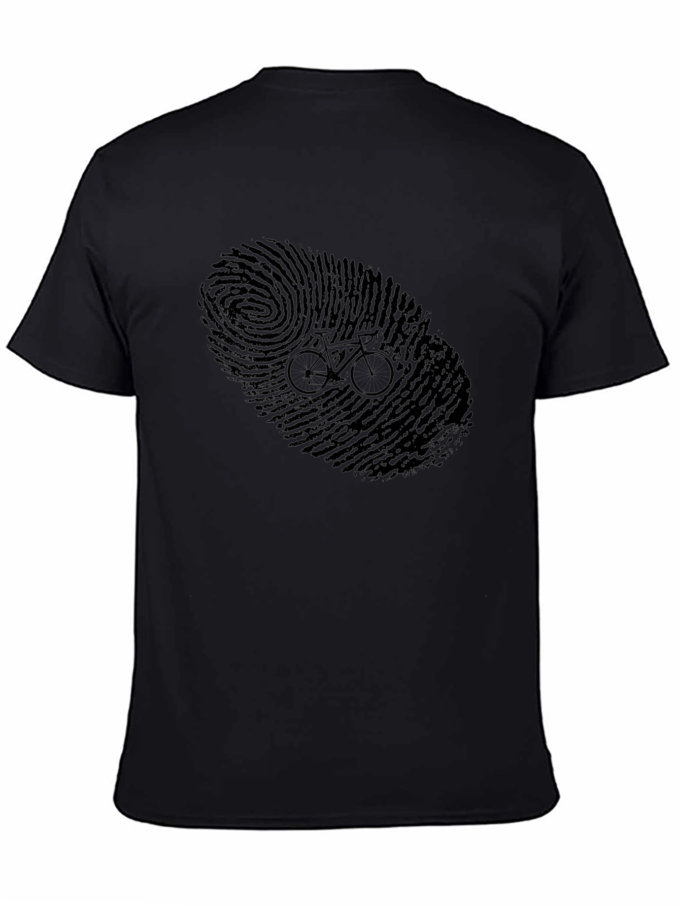 Black Fingerprint Bike Graphic Tee - Black Cotton Shirt view 4