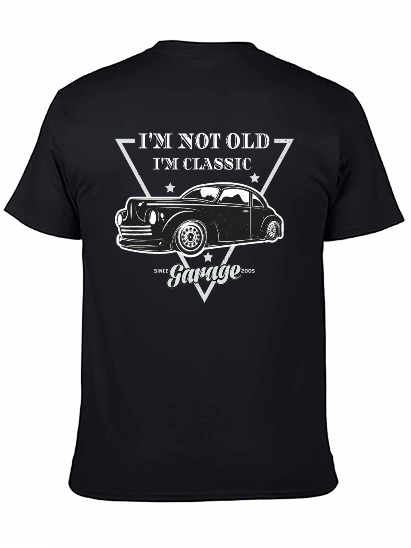 Black Classic Car Garage T-Shirt view 4