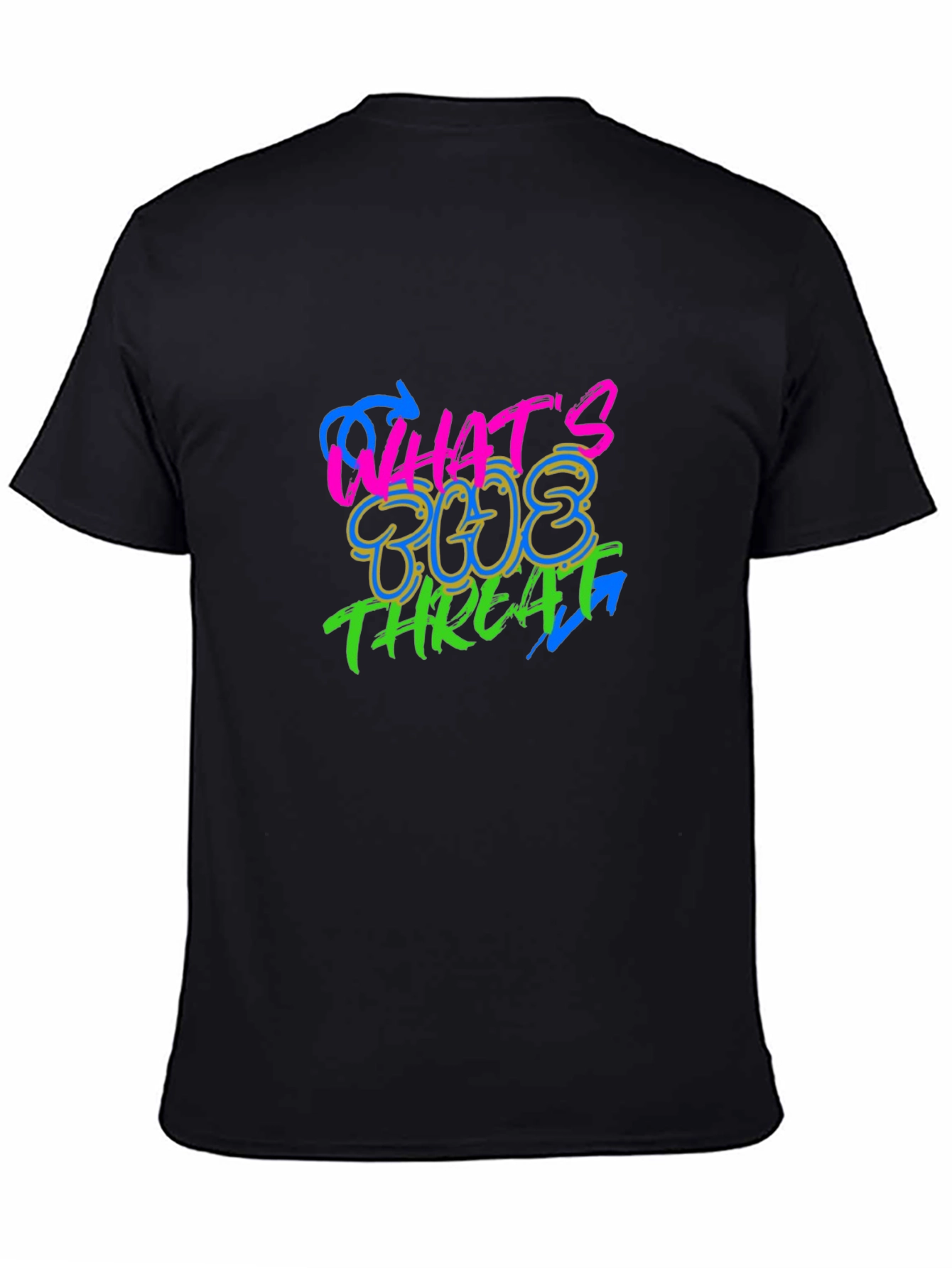 Black What's The Threat Graphic Black T-Shirt view 4