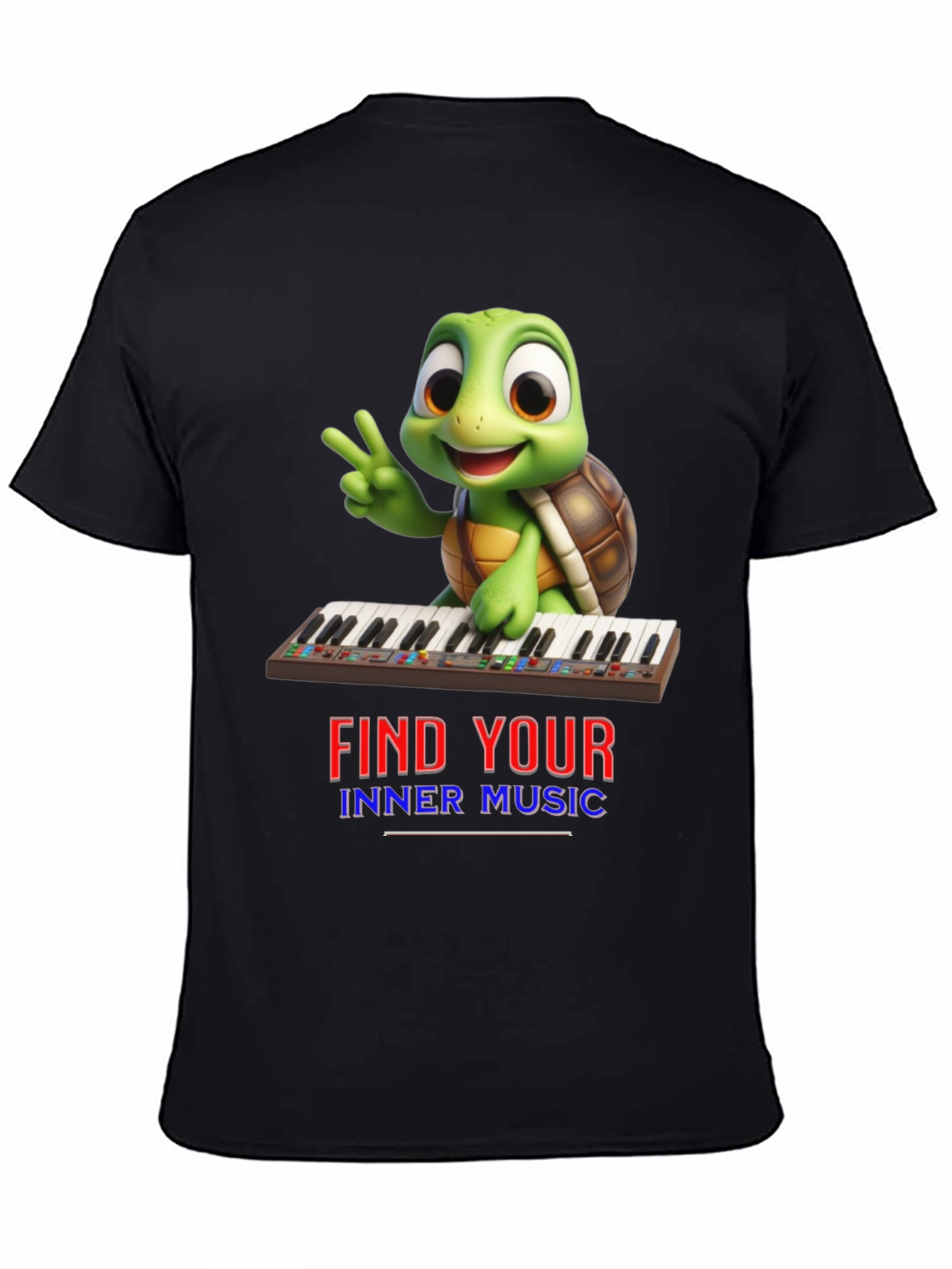 Black Turtle Find Your Inner Music Black T-Shirt view 4