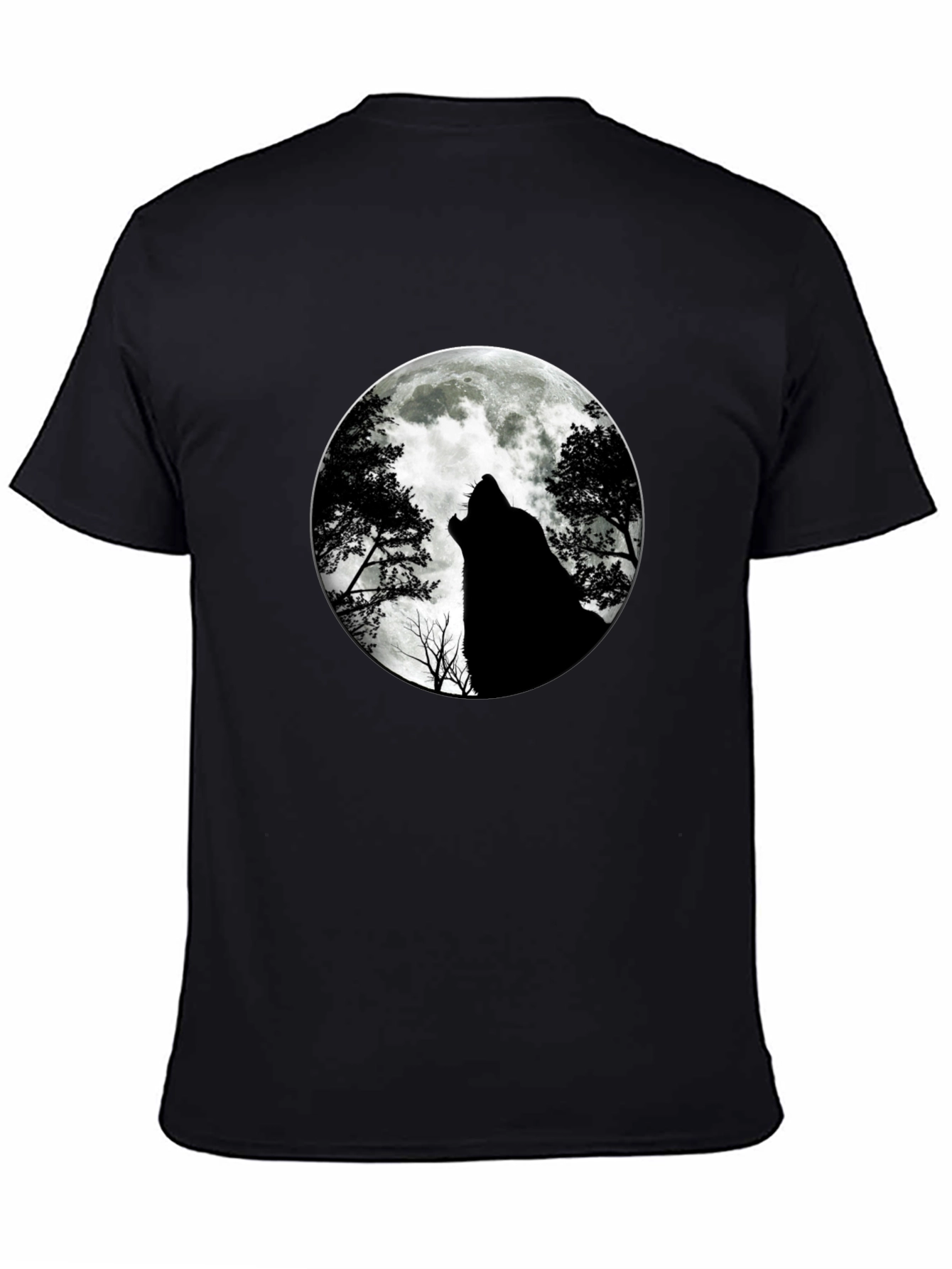 Black Wolf Moon Graphic Tee - Black Cotton T-Shirt view 4