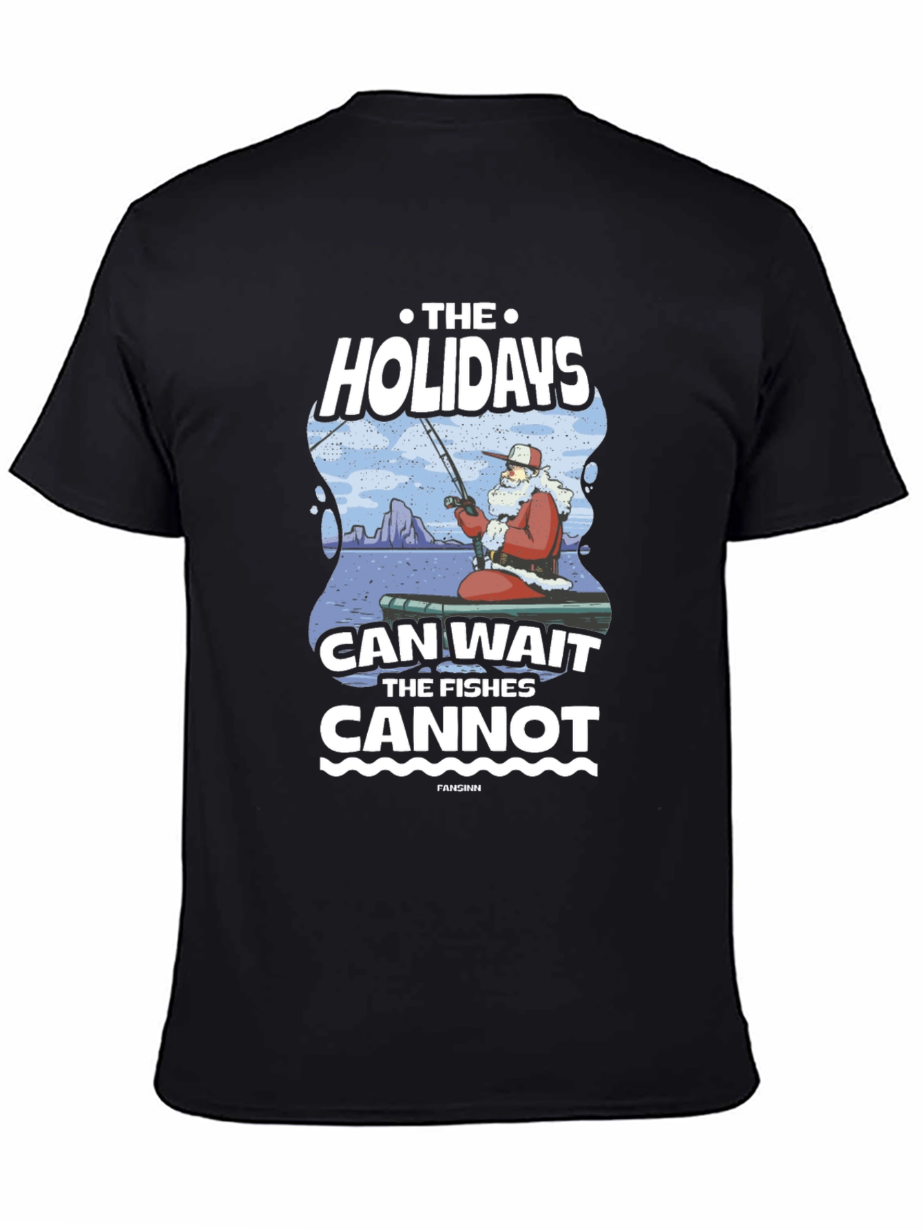 Black Holiday Fishing Graphic T-Shirt view 4