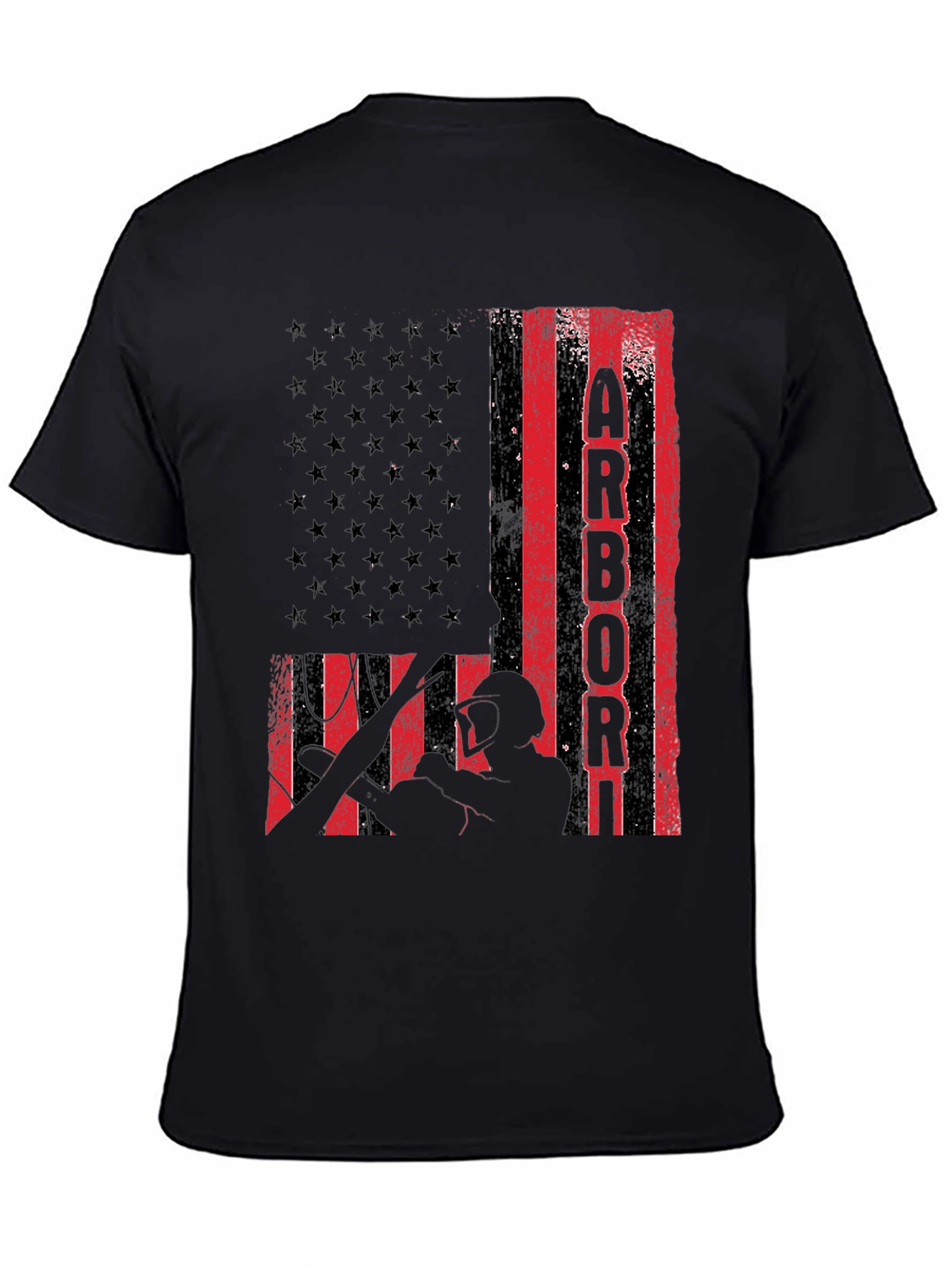 Black American Arborist Flag T-Shirt view 4