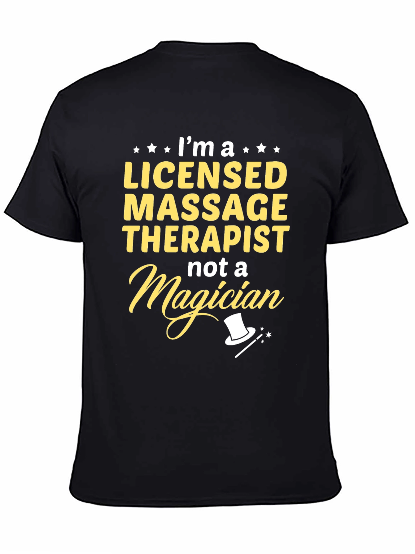 Black Licensed Massage Therapist Funny T-Shirt view 4