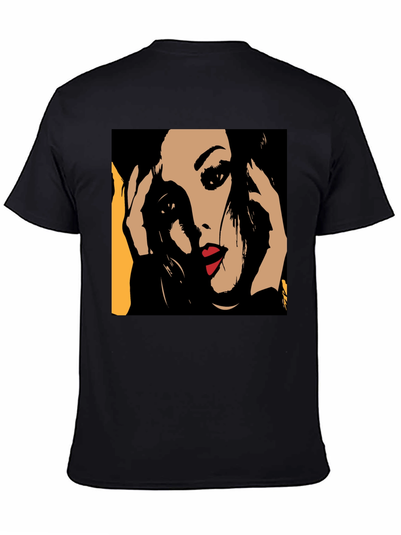 Black Pop Art Woman Graphic Black T-Shirt view 4