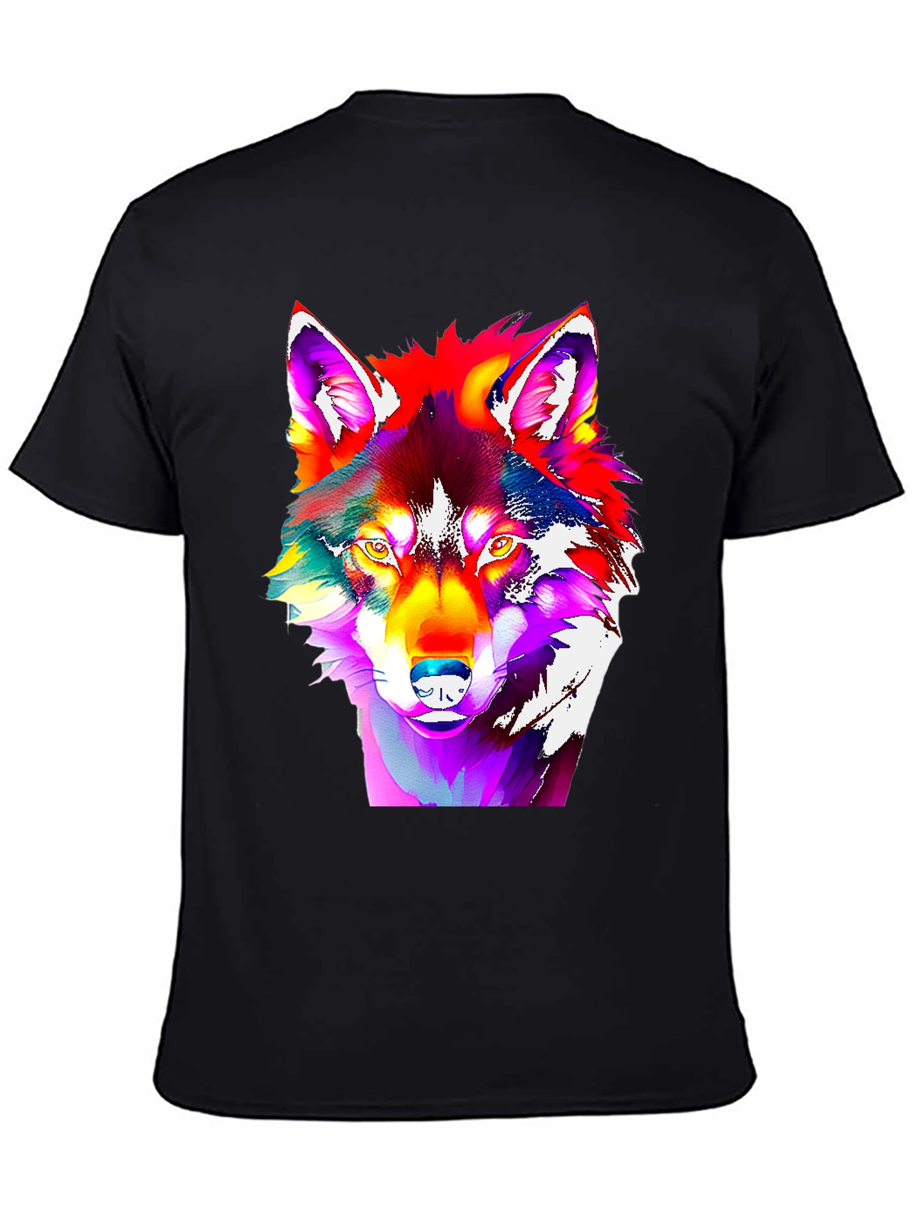 Black Vivid Wolf Graphic Tee - Bold Art Print view 4